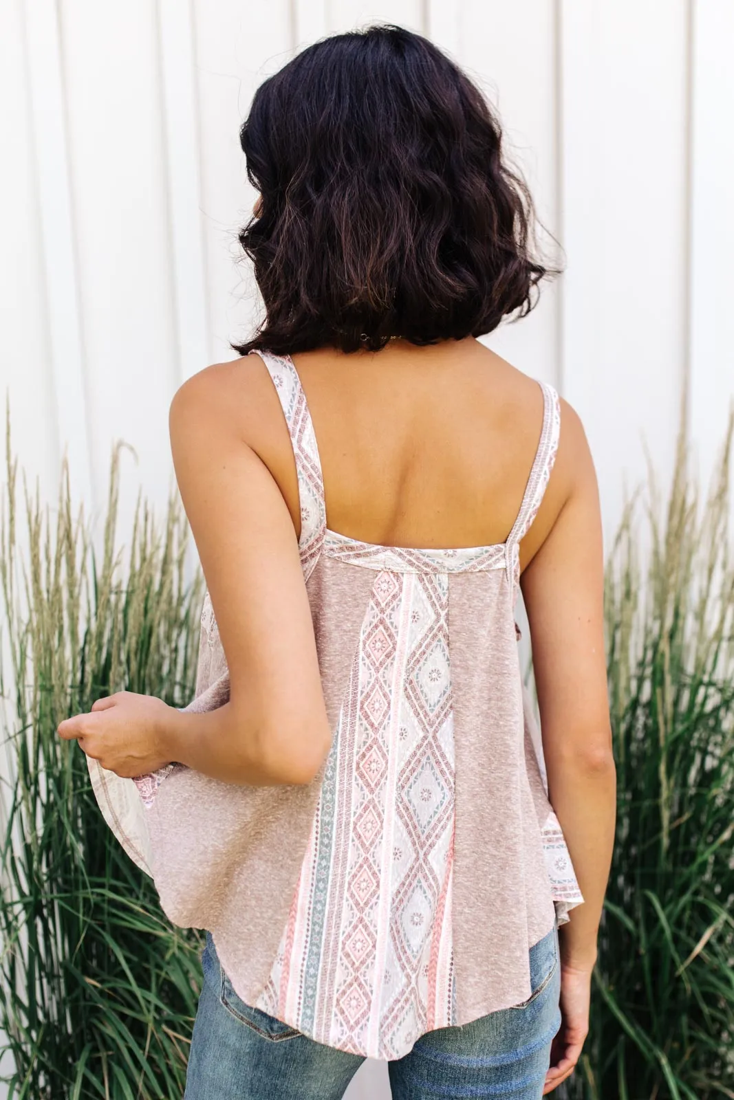 *Online Exclusive* Santa Fe Aztec Tank in Taupe