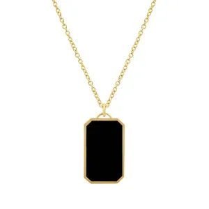 Onyx Inlay Tag Pendant Necklace