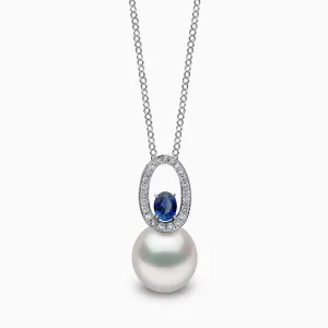 Ophelia 18K Gold South Sea Pearl Oval Cut Sapphire Diamond Pendant