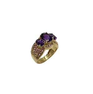 Oval Amethyst & Pink Tourmaline Ring