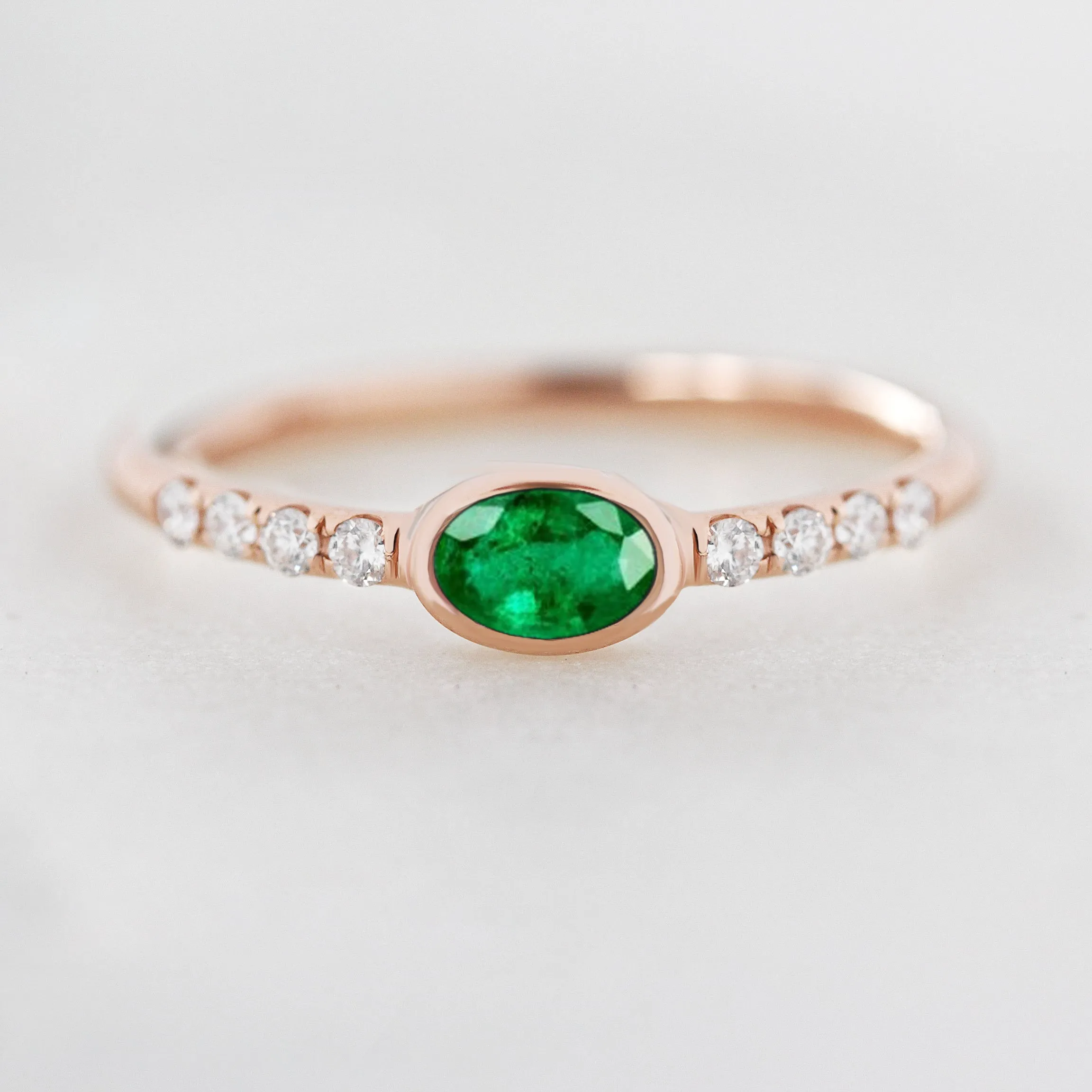 Oval Garnet & Diamonds Delicate Birthstone Ring