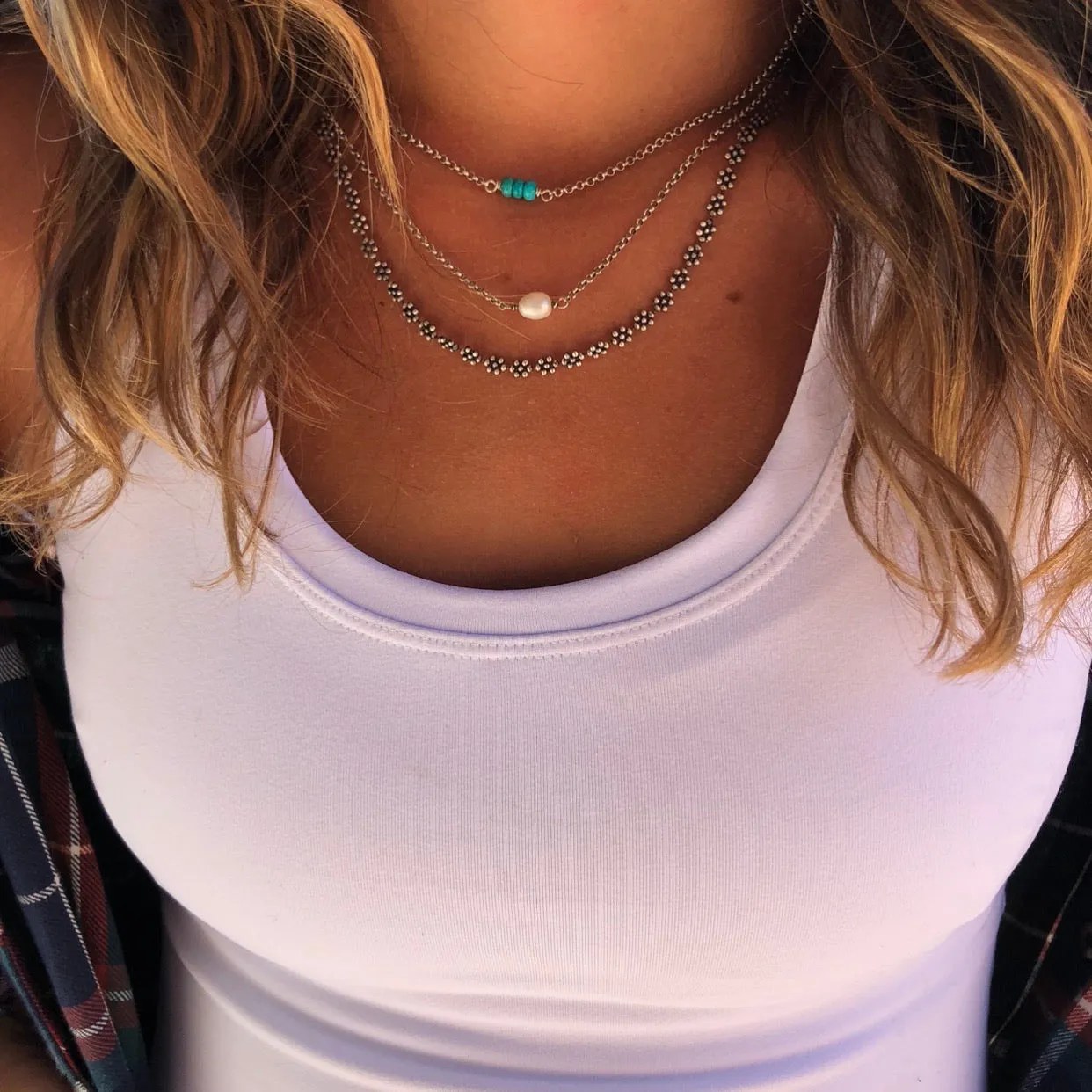 Oxidized Turquoise Necklace - Sterling silver