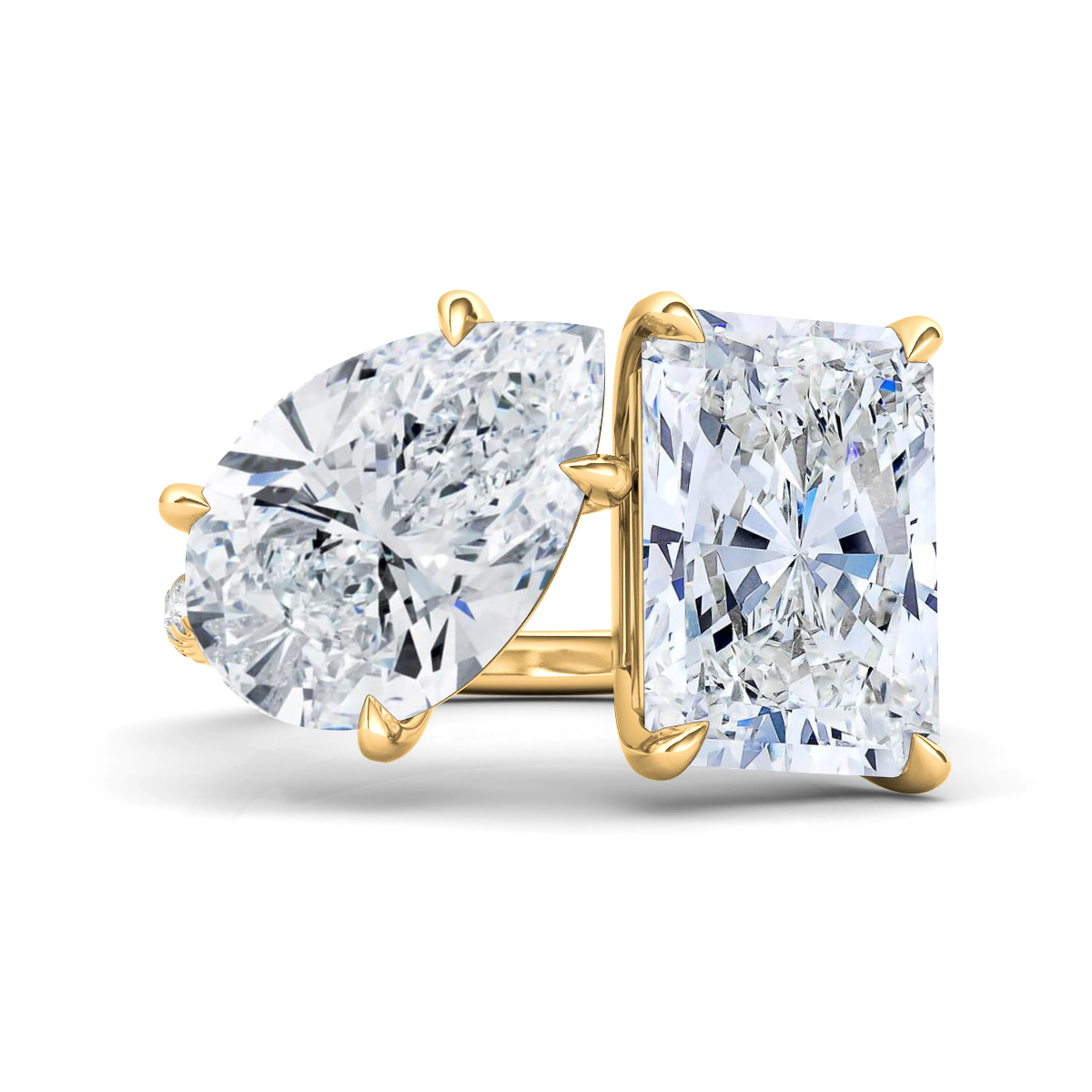 Pear And Radiant Pave Diamond Ring