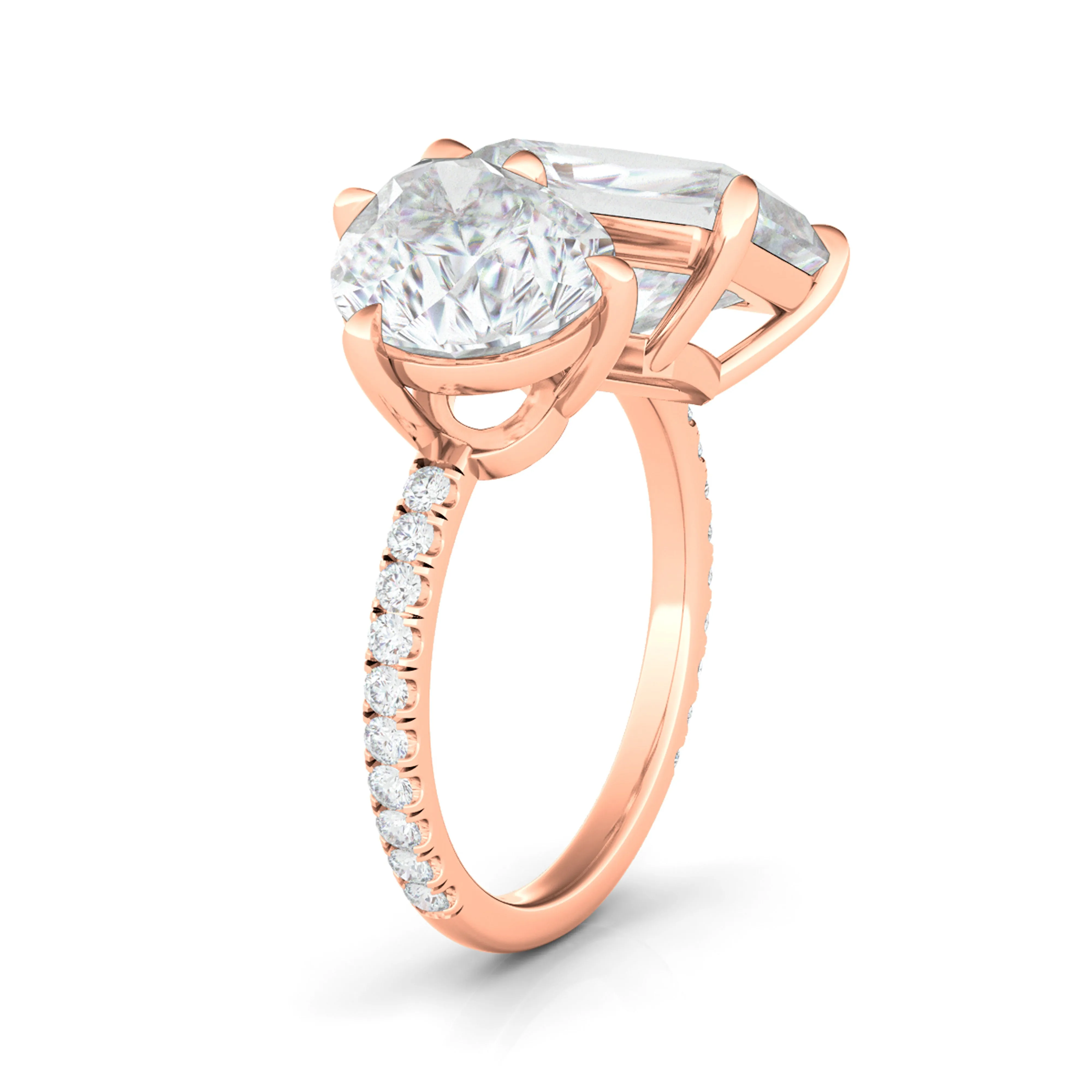Pear And Radiant Pave Diamond Ring