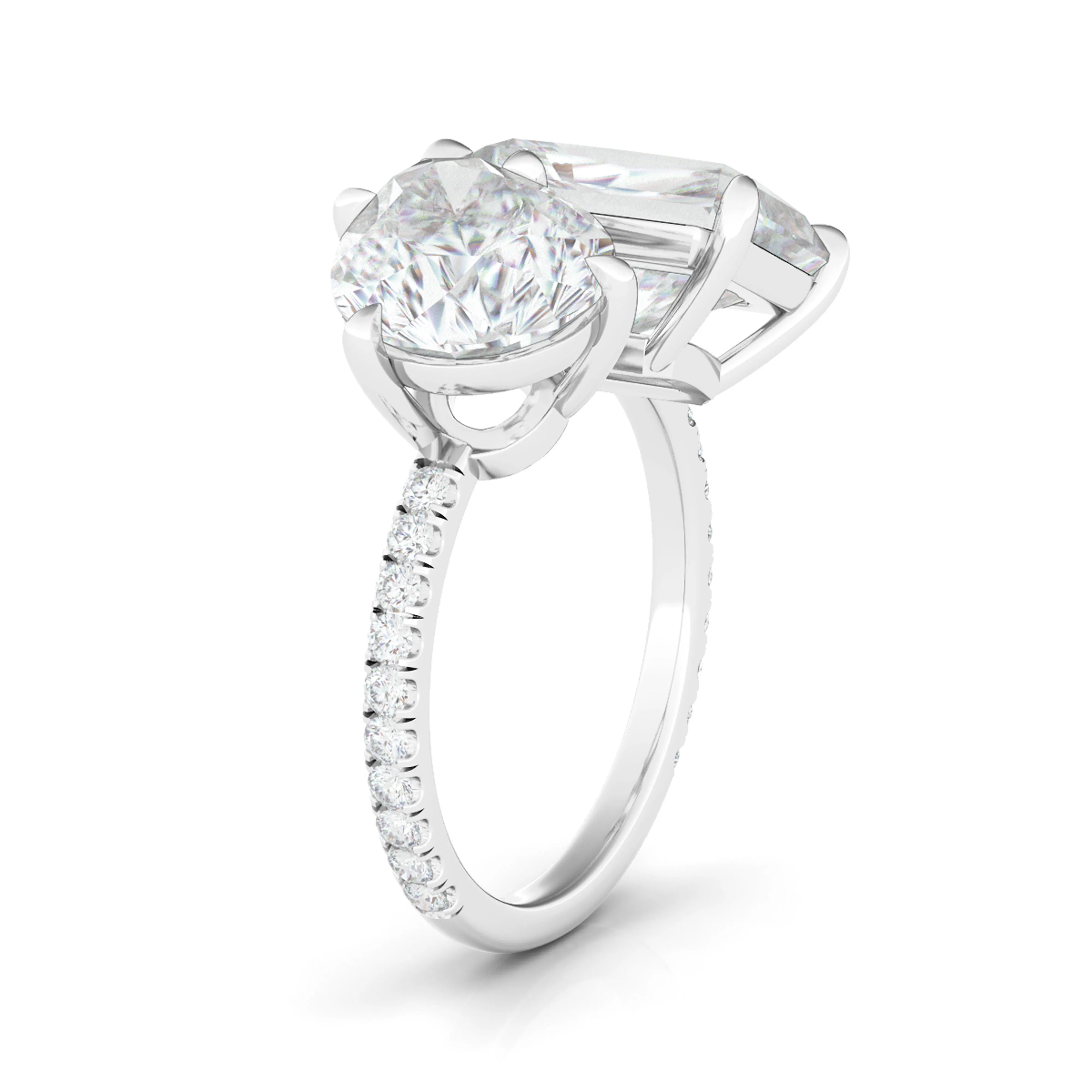 Pear And Radiant Pave Diamond Ring