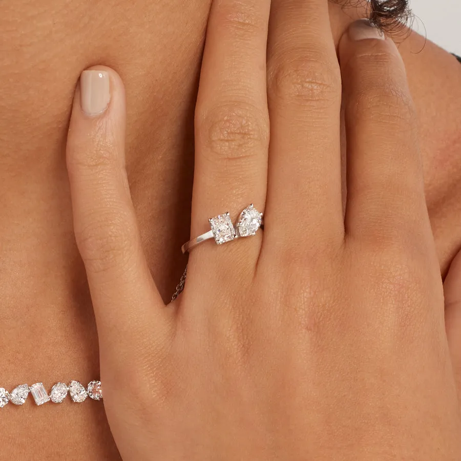 Pear And Radiant Pave Diamond Ring