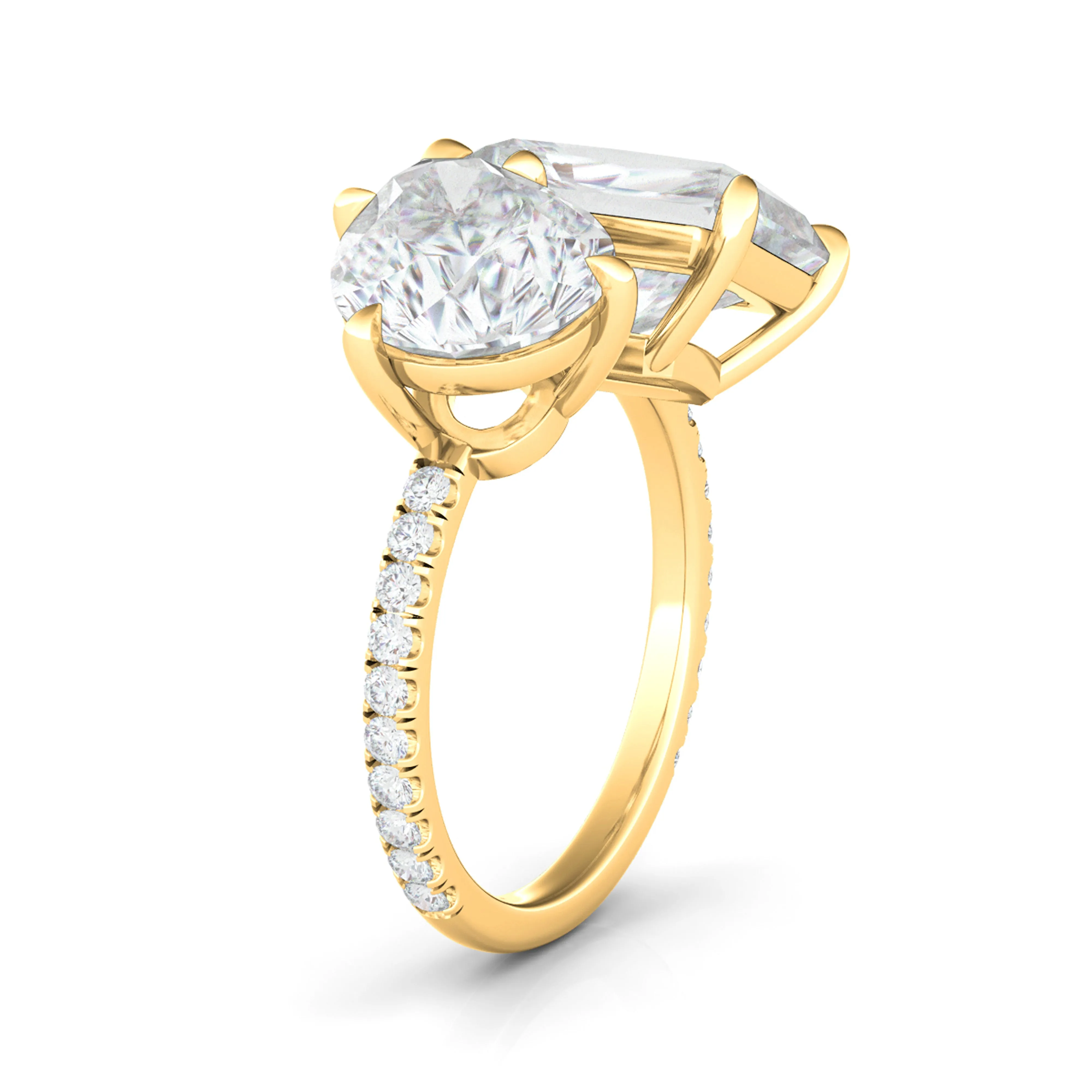 Pear And Radiant Pave Diamond Ring