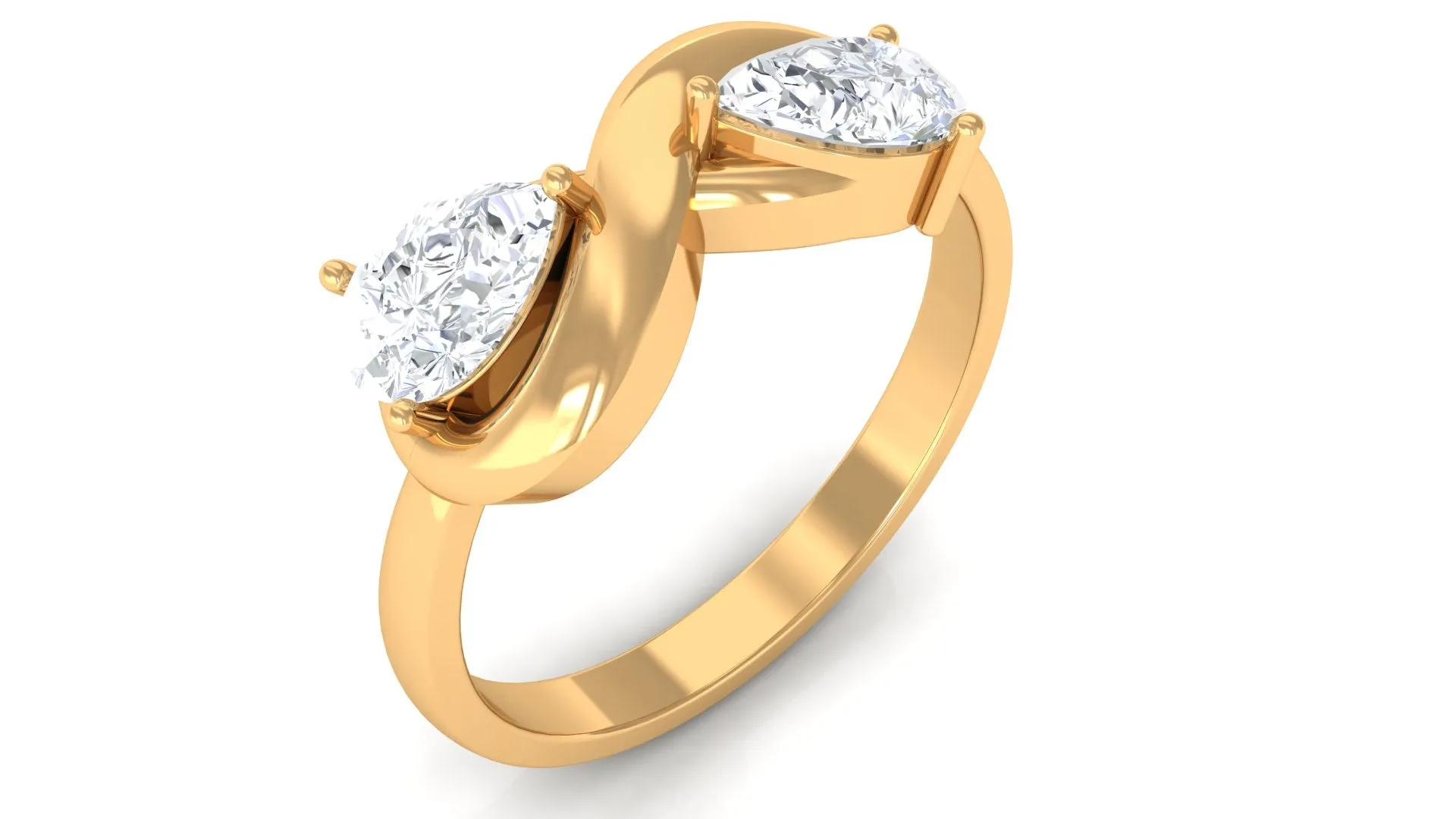 Pear Cut Diamond Toi et Moi Infinity Promise Ring