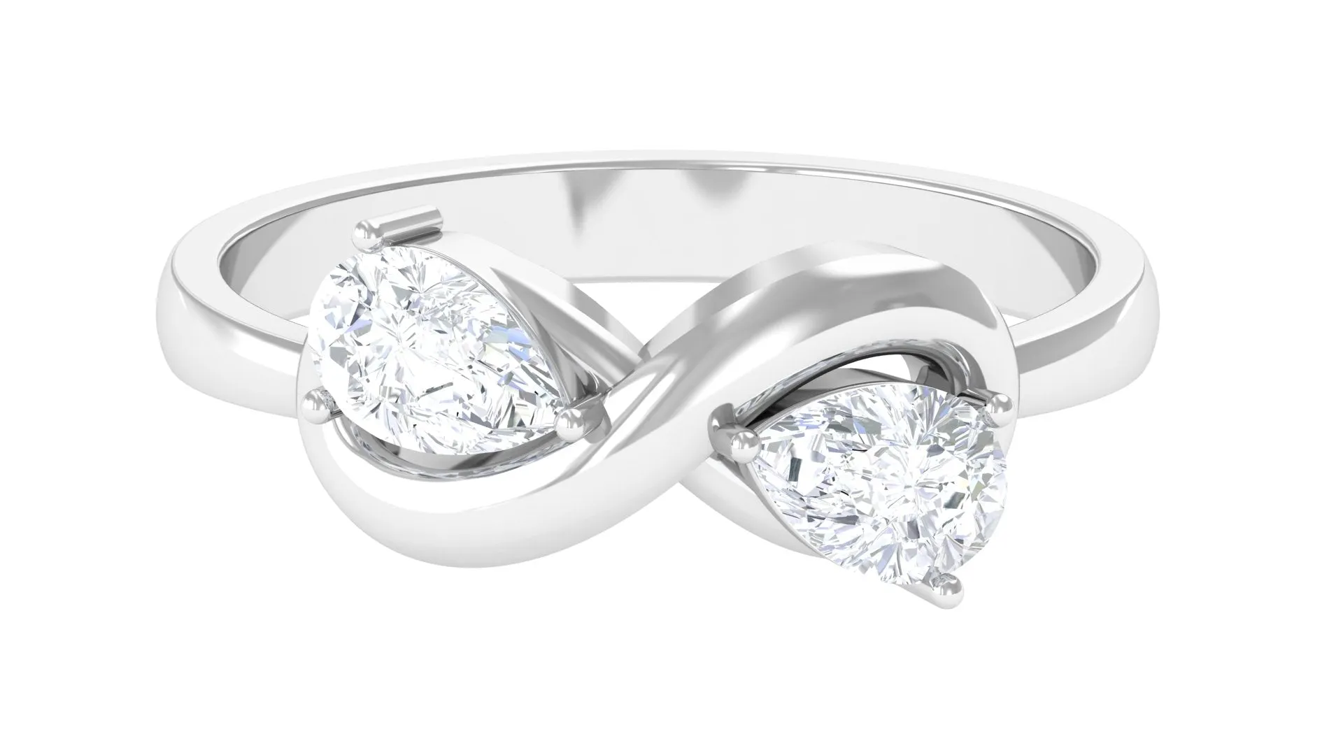 Pear Cut Diamond Toi et Moi Infinity Promise Ring