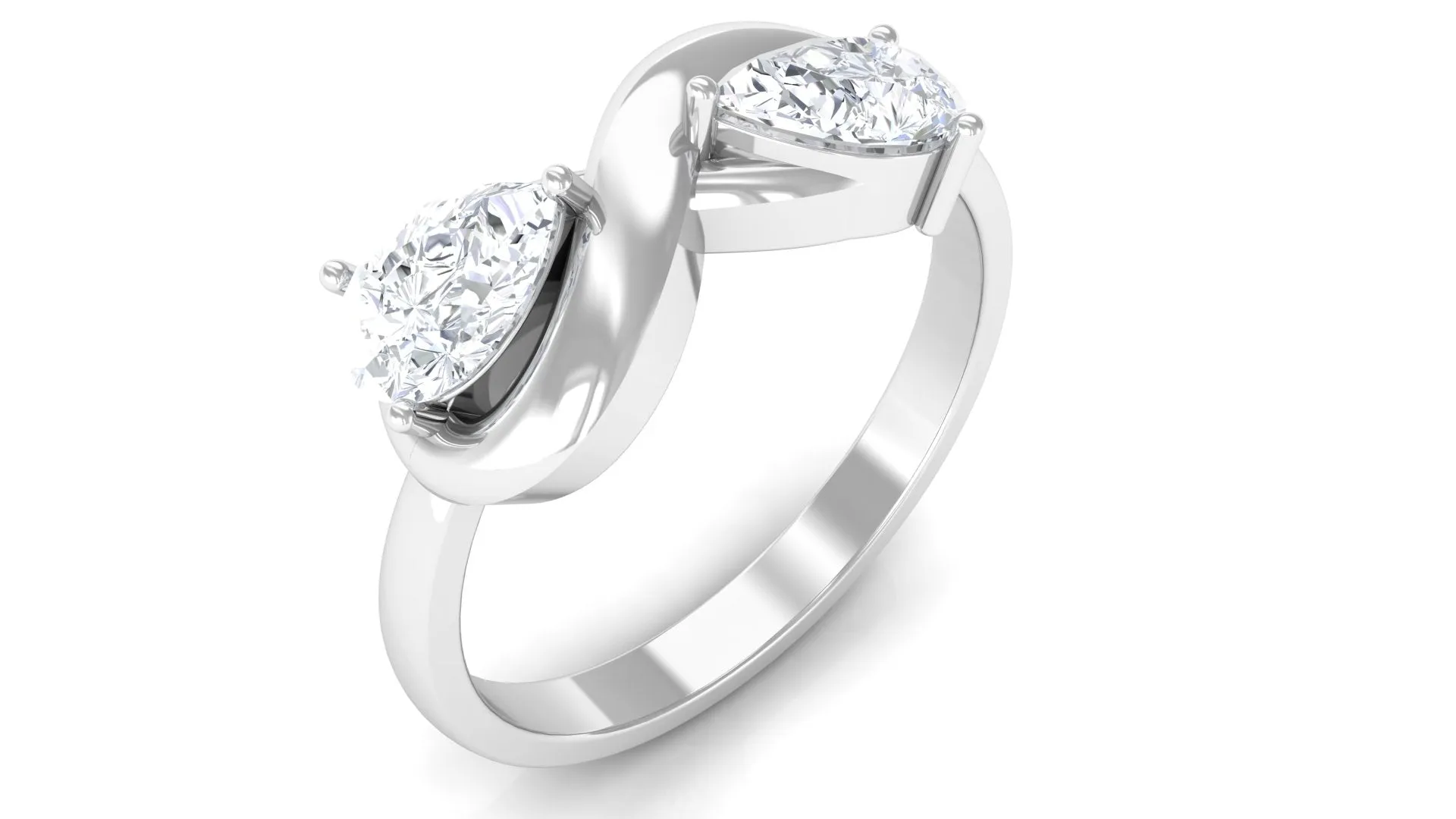 Pear Cut Diamond Toi et Moi Infinity Promise Ring