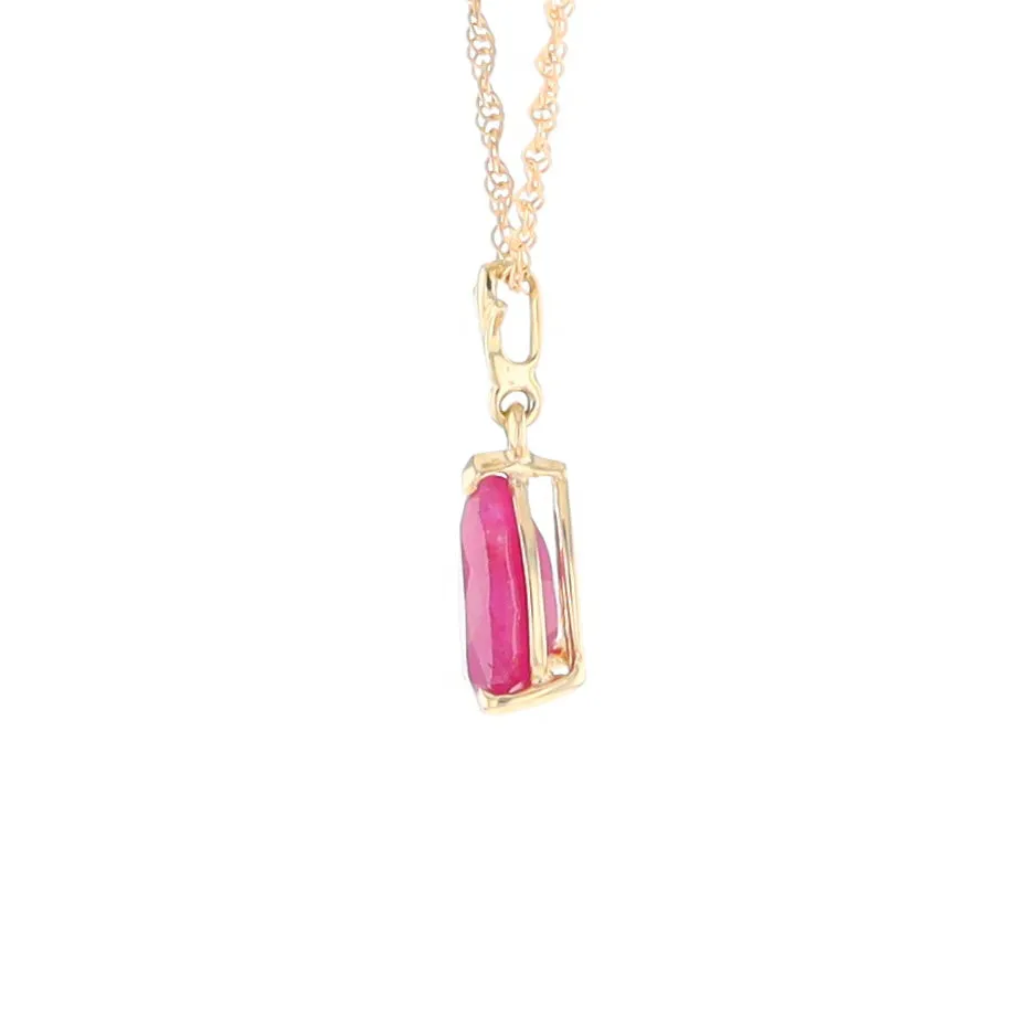 Pear Ruby Solitaire Necklace