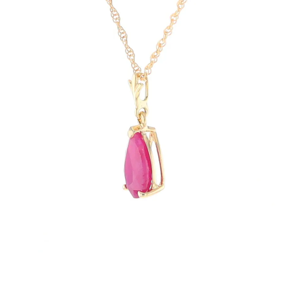 Pear Ruby Solitaire Necklace