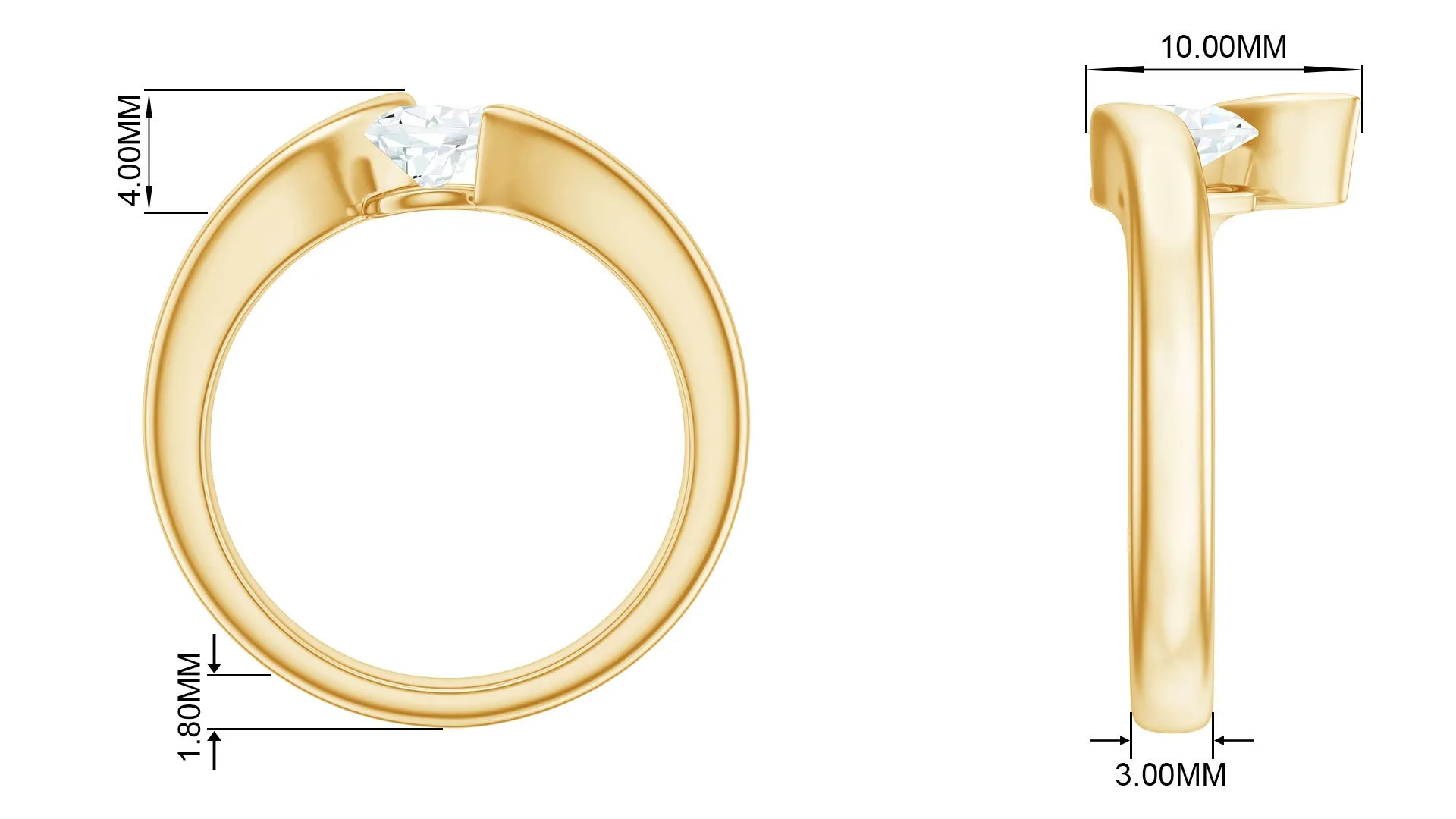 Pear Shape Lab Grown Diamond Solitaire Bypass Ring