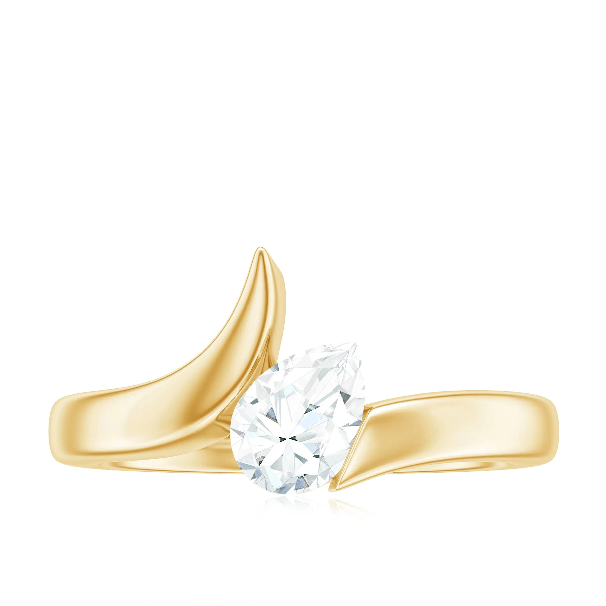 Pear Shape Lab Grown Diamond Solitaire Bypass Ring