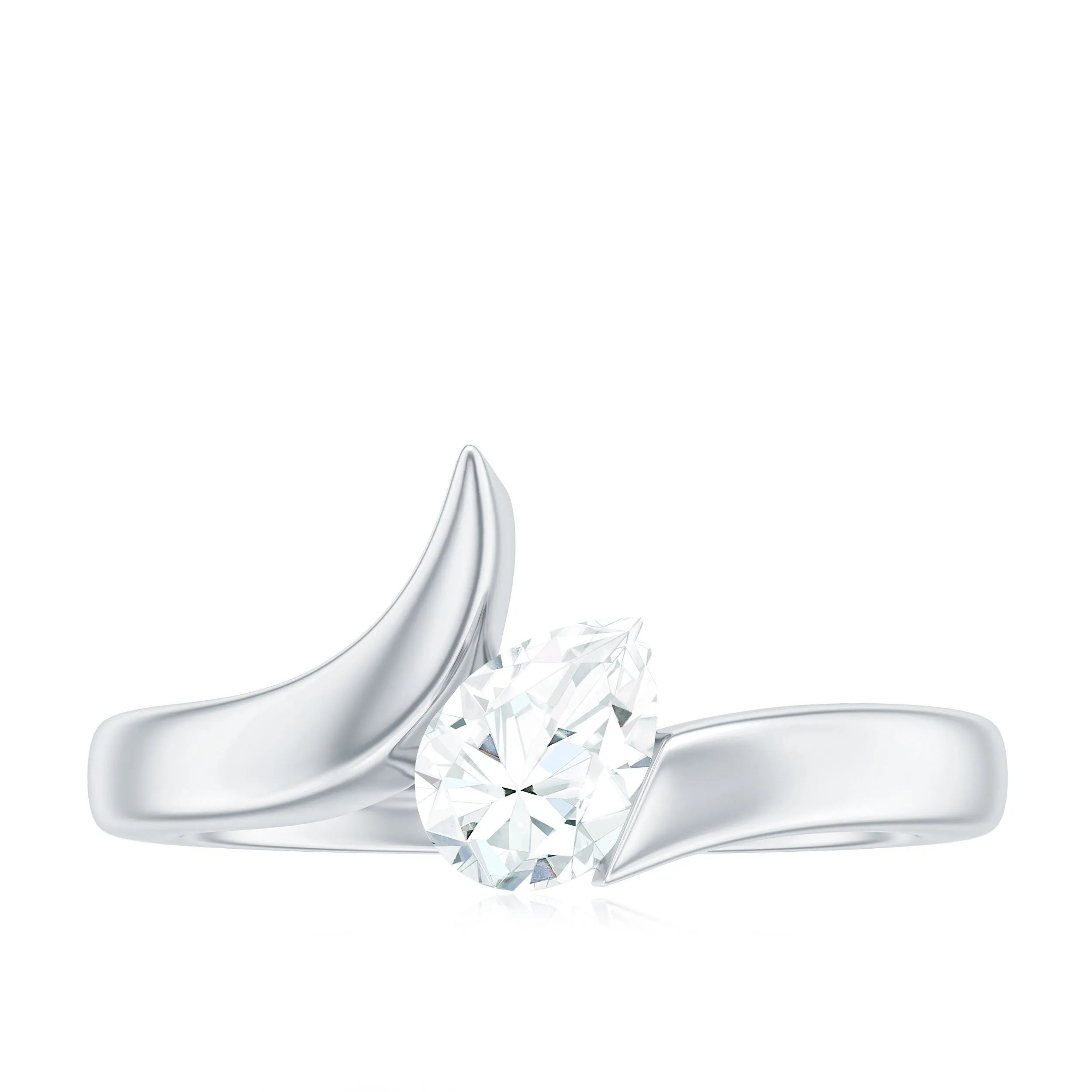 Pear Shape Lab Grown Diamond Solitaire Bypass Ring