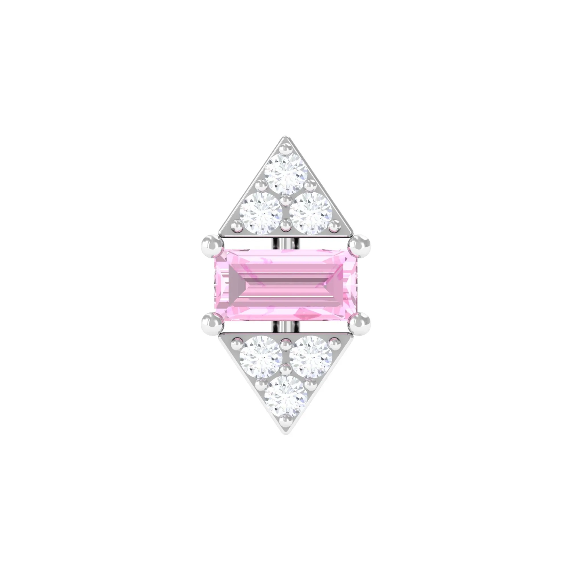 Pink Sapphire and Diamond Quirky Tragus Earring