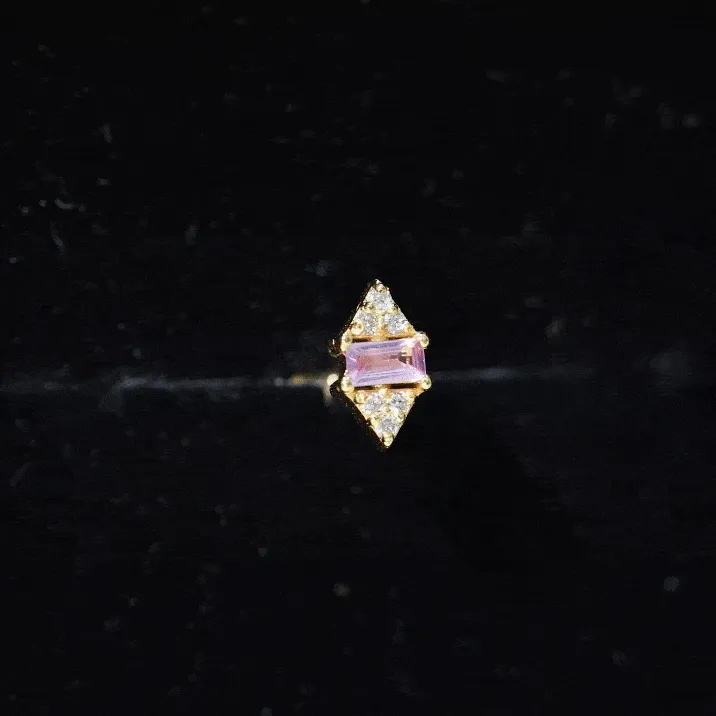 Pink Sapphire and Diamond Quirky Tragus Earring