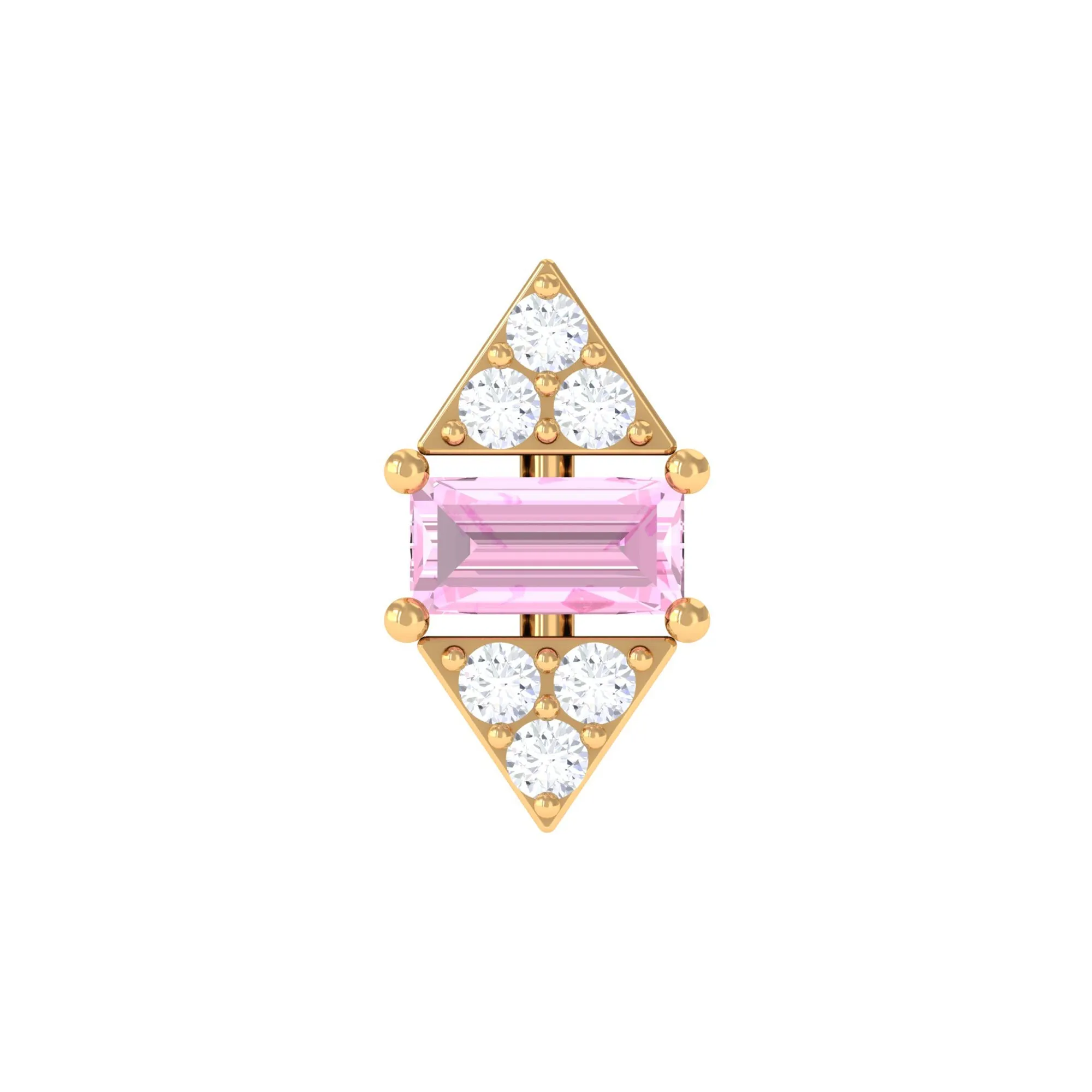 Pink Sapphire and Diamond Quirky Tragus Earring