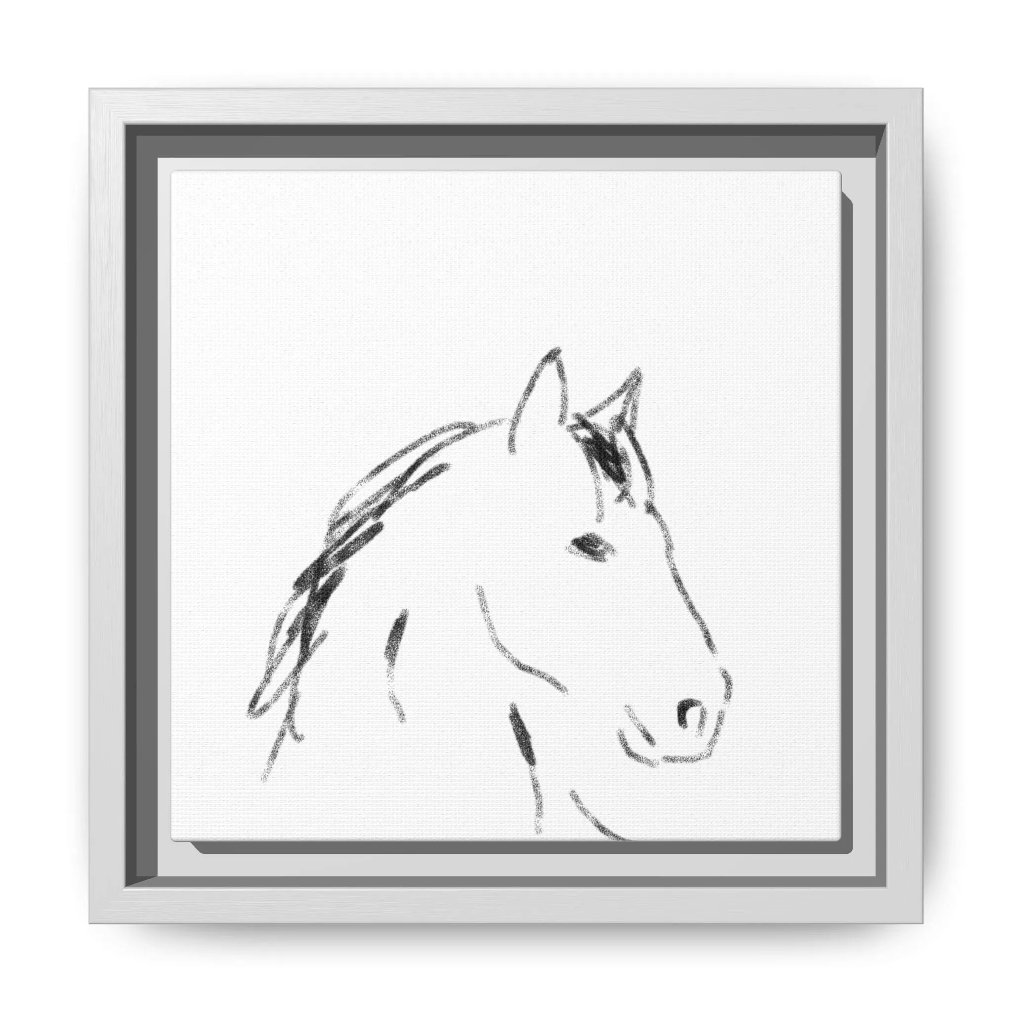 "Horse" - Artistic Framed Canvas - Modern Minimalist Line Art