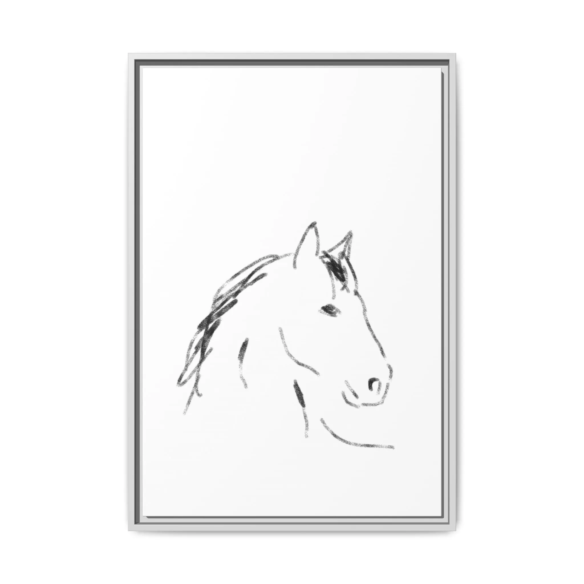 "Horse" - Artistic Framed Canvas - Modern Minimalist Line Art
