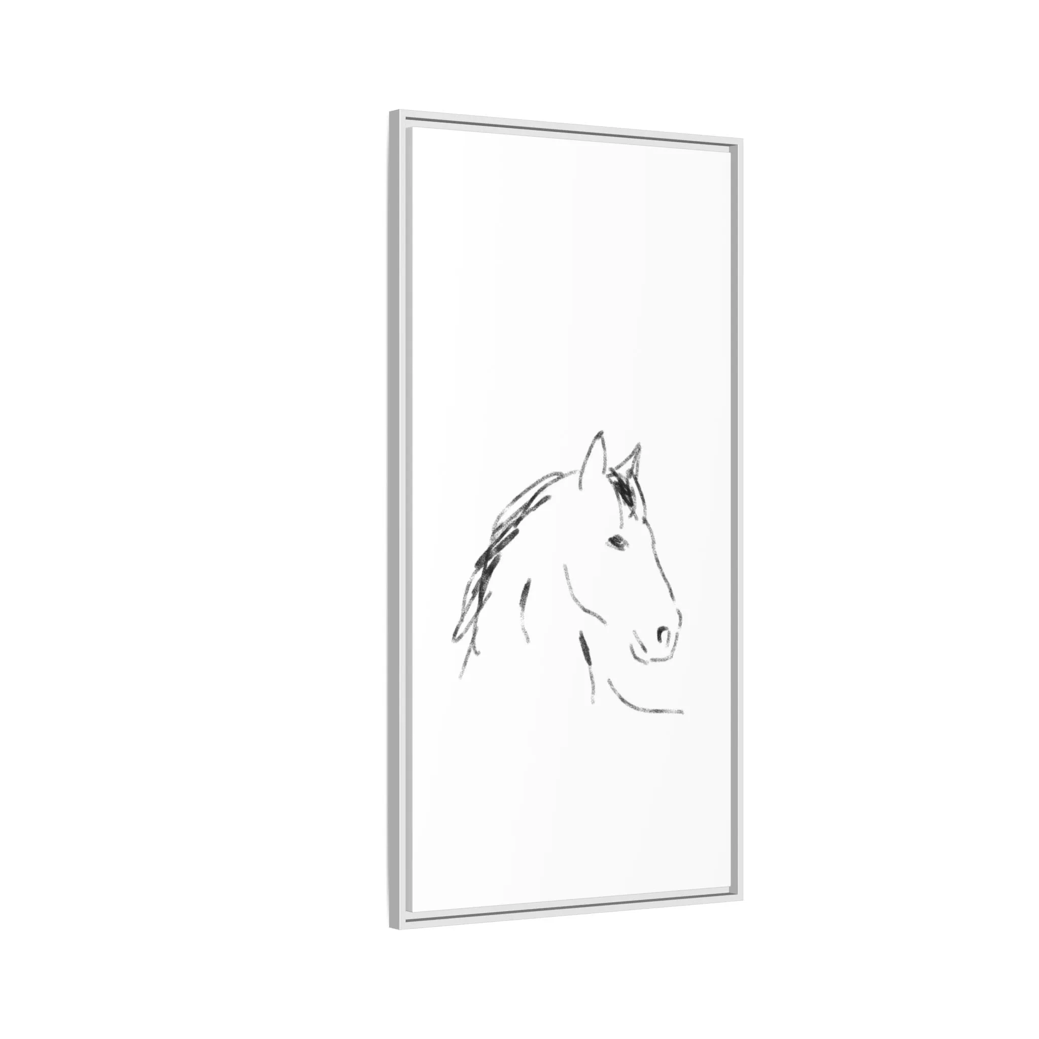 "Horse" - Artistic Framed Canvas - Modern Minimalist Line Art