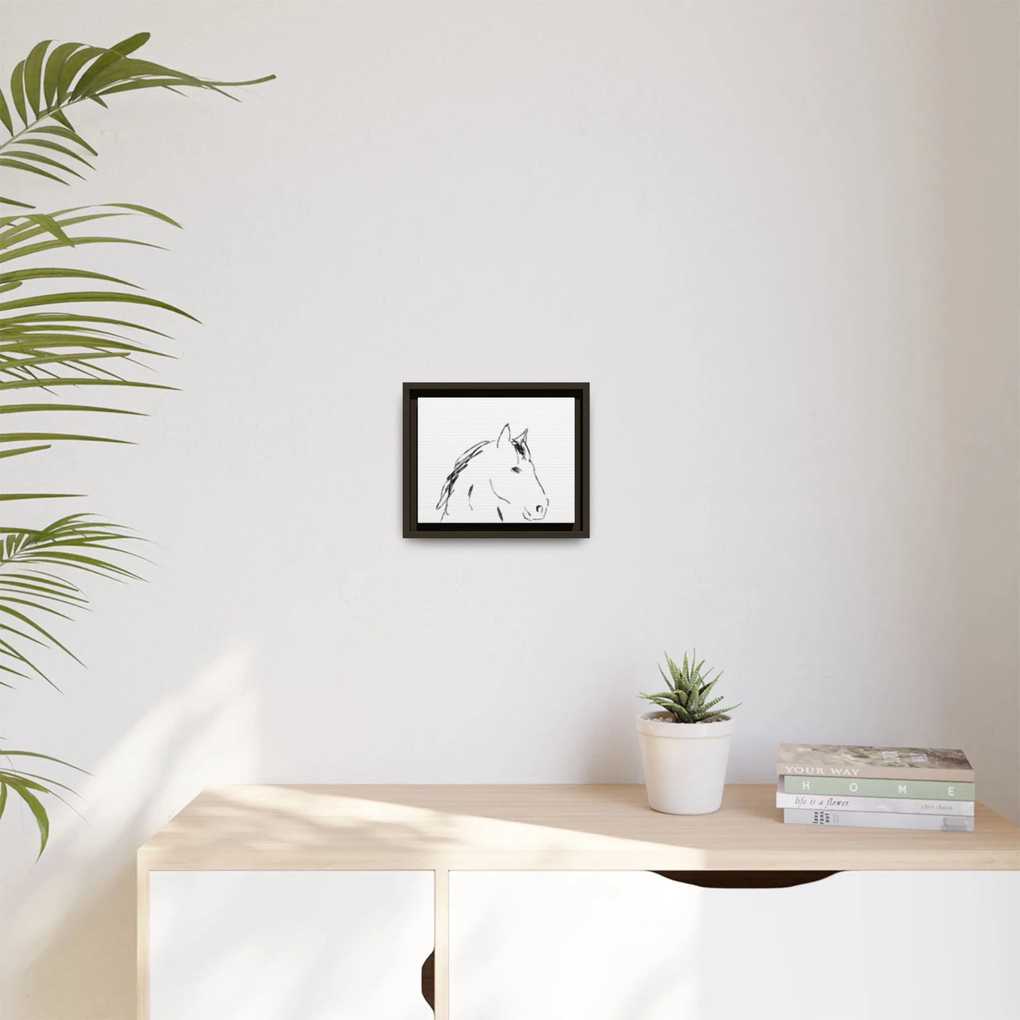 "Horse" - Artistic Framed Canvas - Modern Minimalist Line Art
