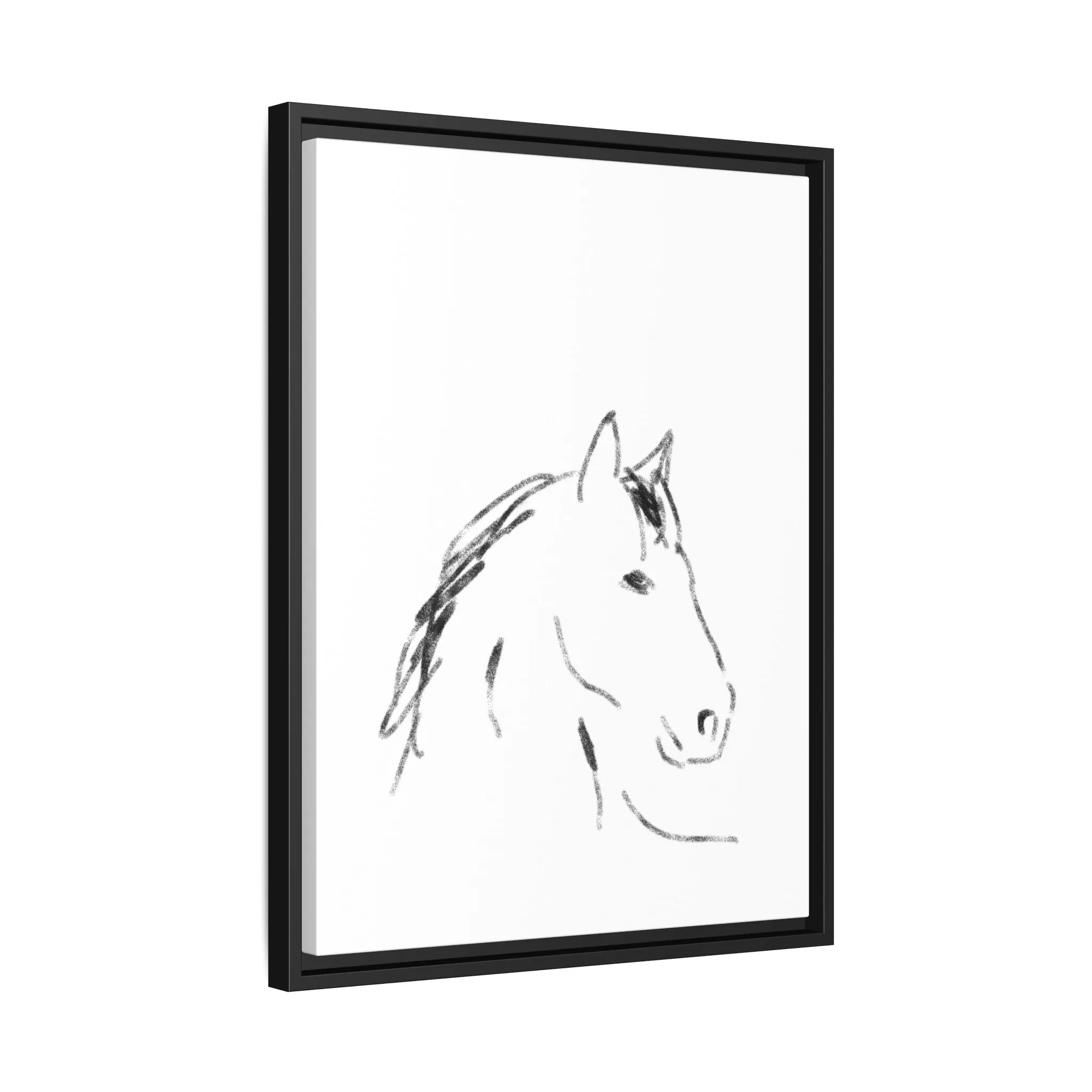 "Horse" - Artistic Framed Canvas - Modern Minimalist Line Art