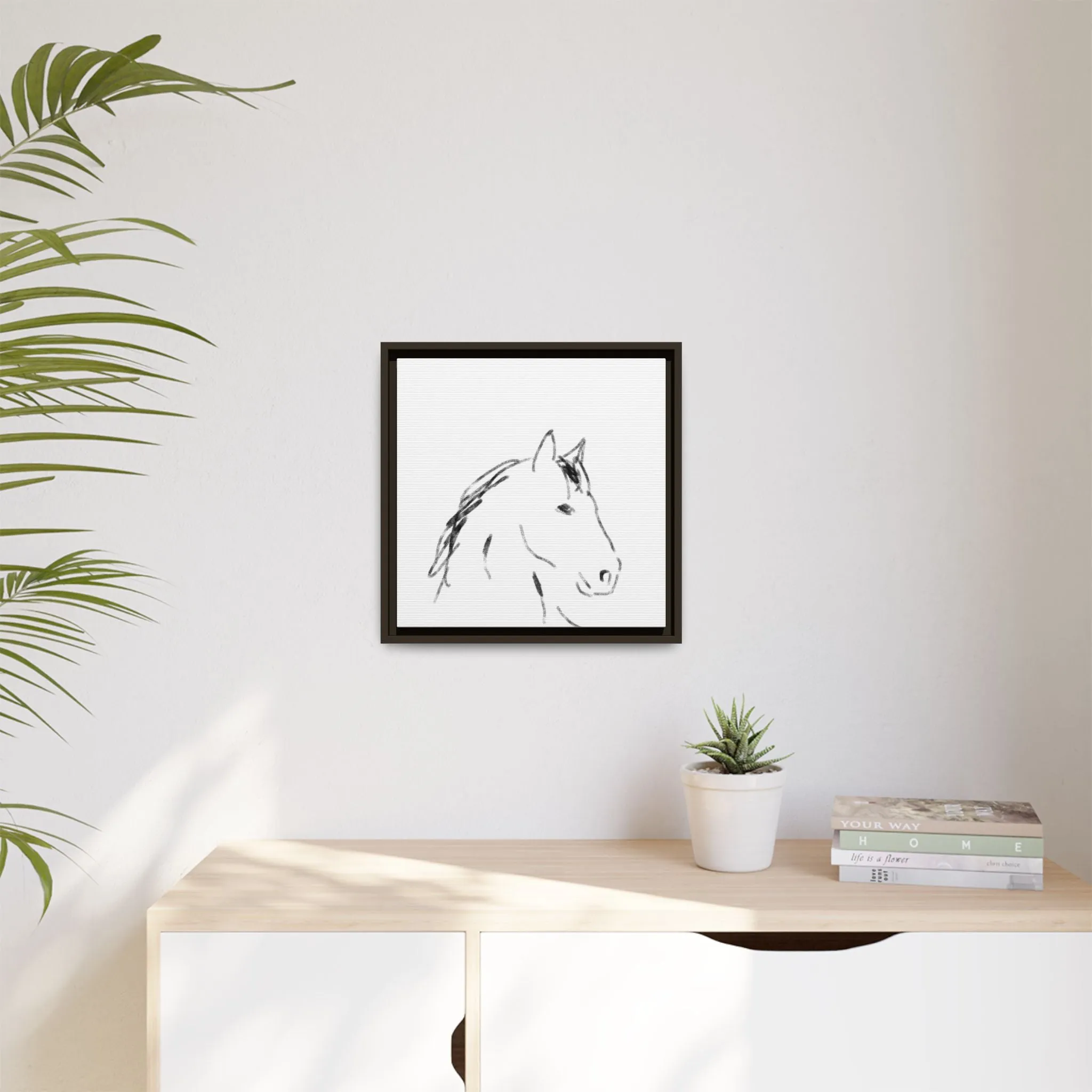 "Horse" - Artistic Framed Canvas - Modern Minimalist Line Art