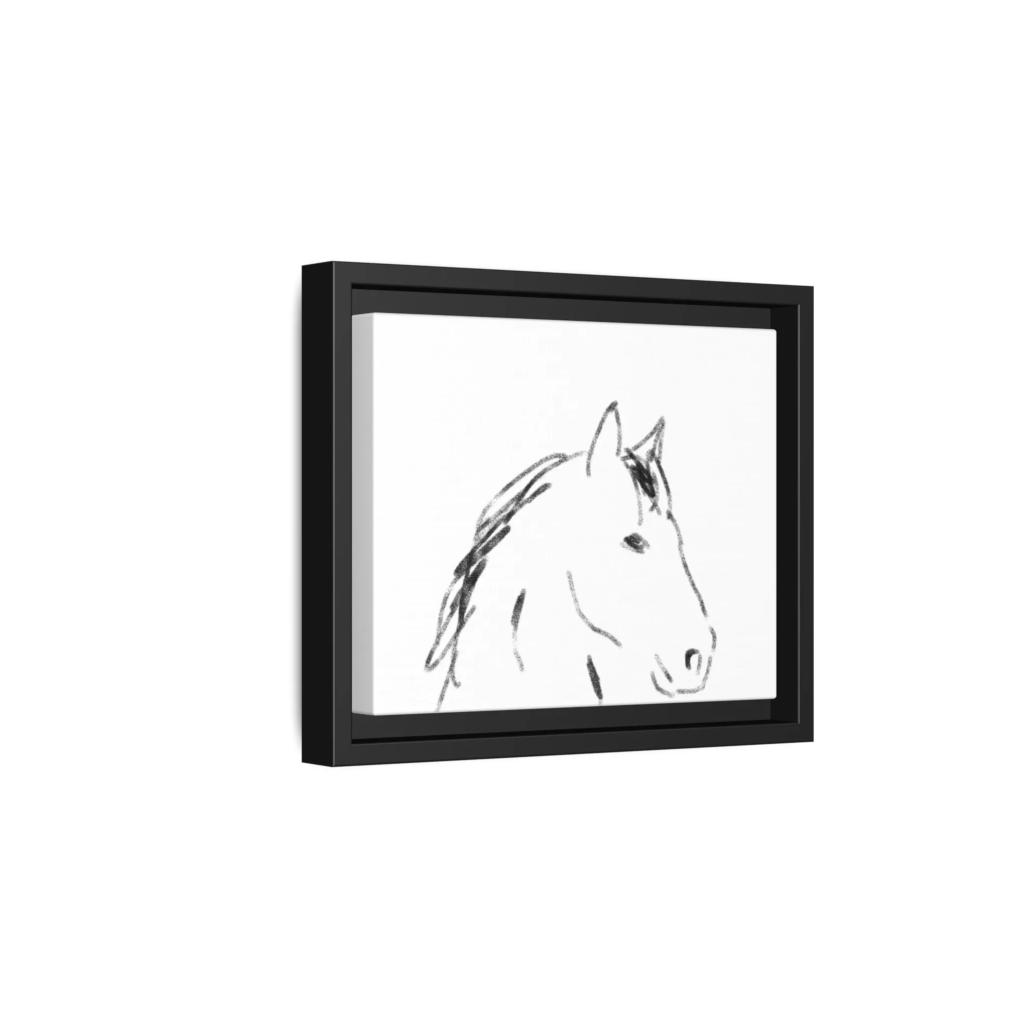 "Horse" - Artistic Framed Canvas - Modern Minimalist Line Art