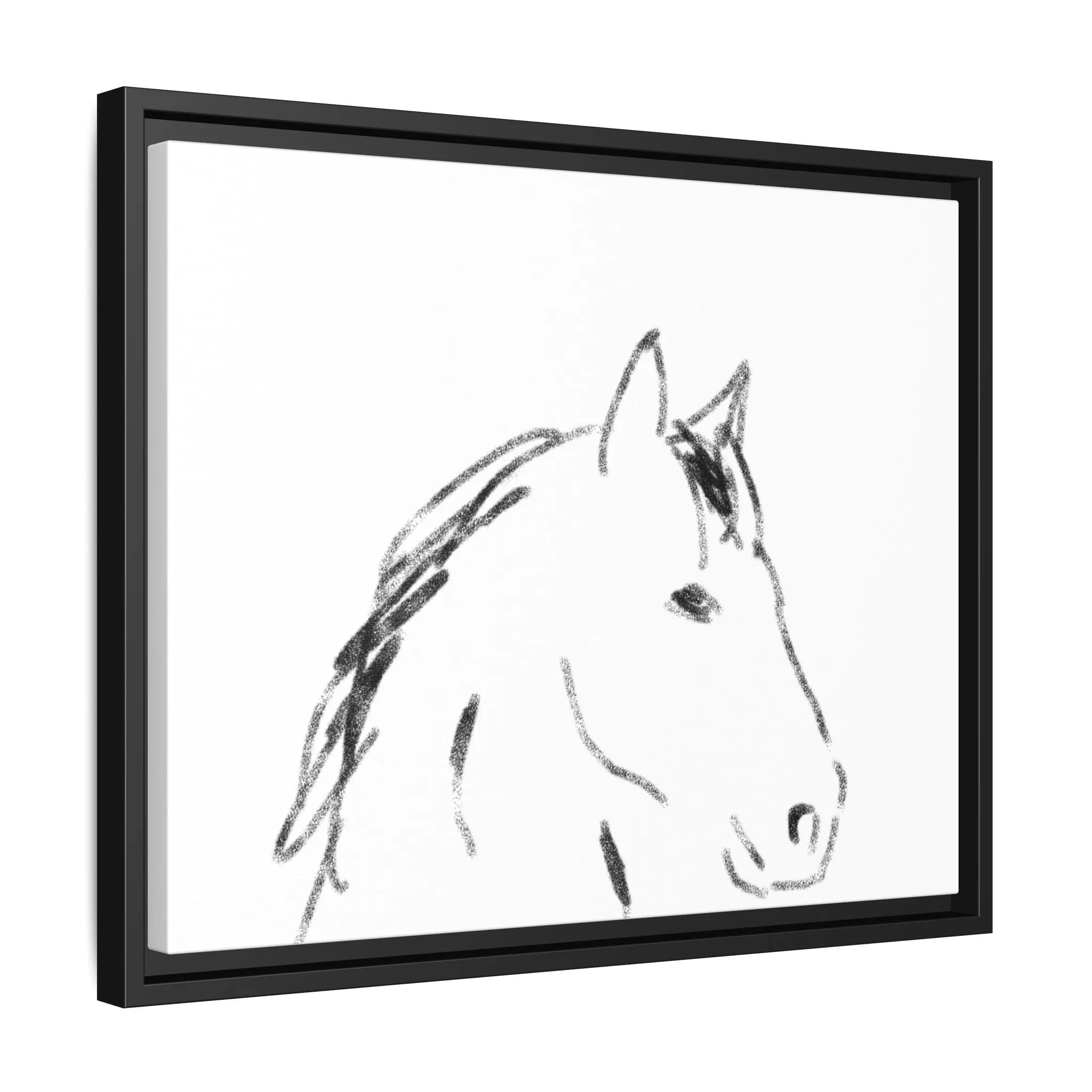 "Horse" - Artistic Framed Canvas - Modern Minimalist Line Art
