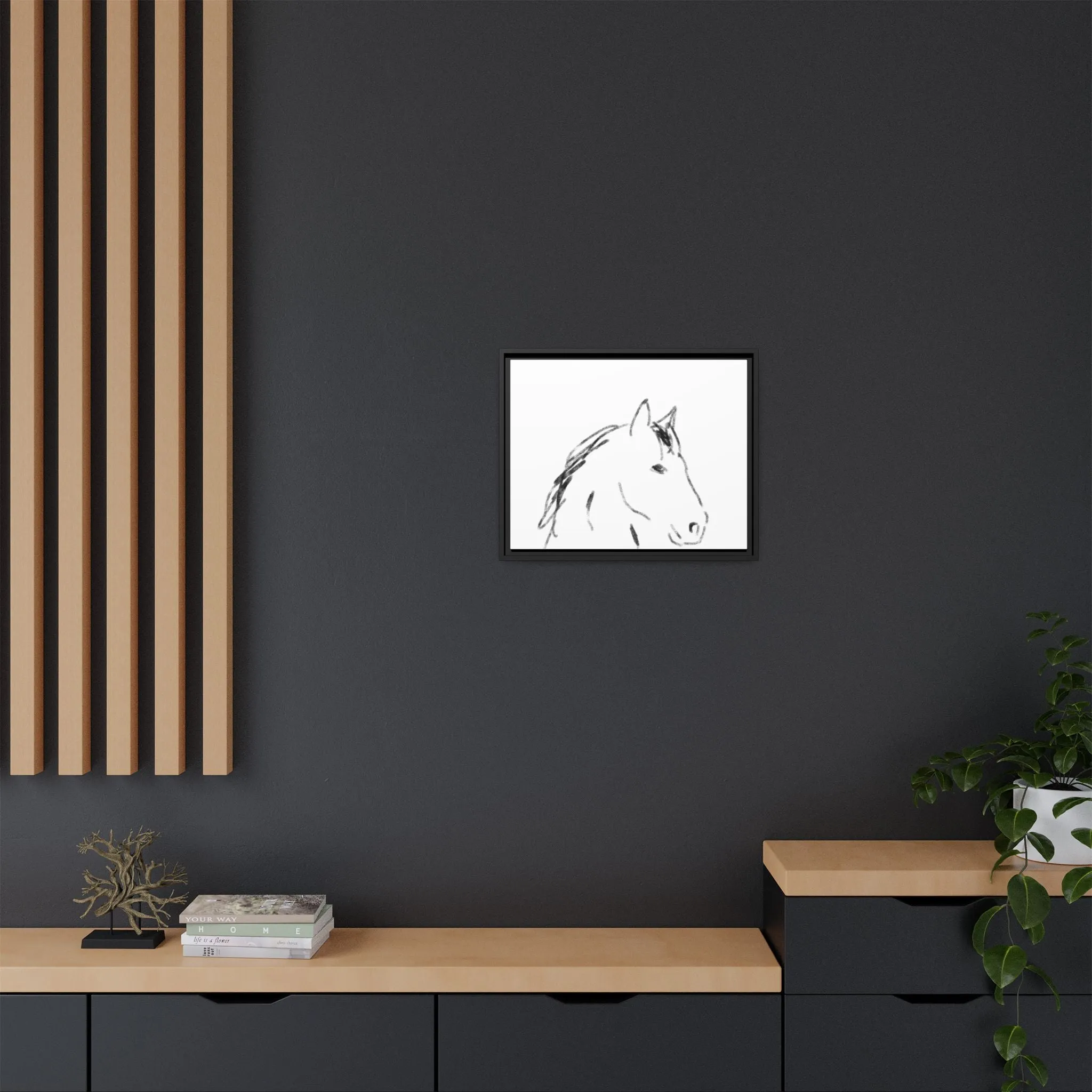 "Horse" - Artistic Framed Canvas - Modern Minimalist Line Art