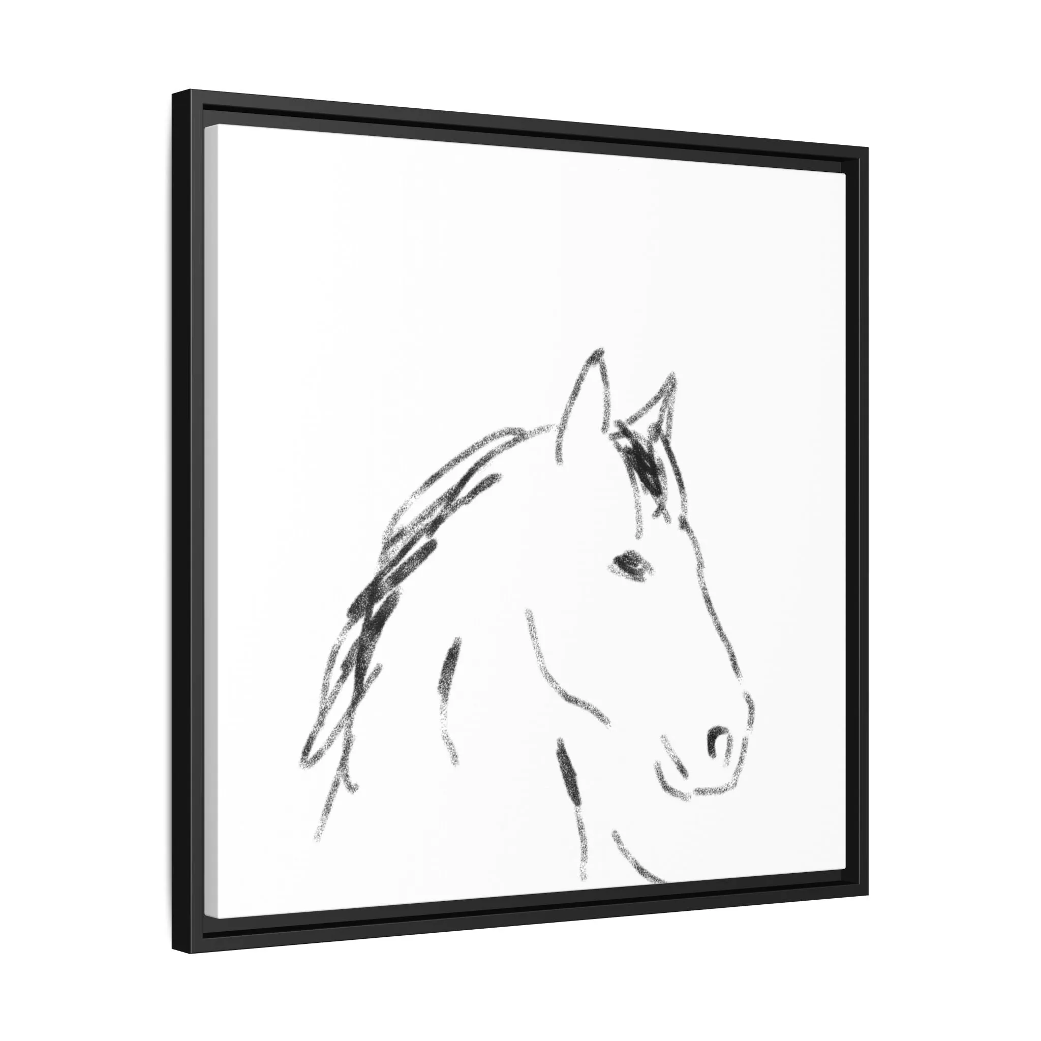 "Horse" - Artistic Framed Canvas - Modern Minimalist Line Art