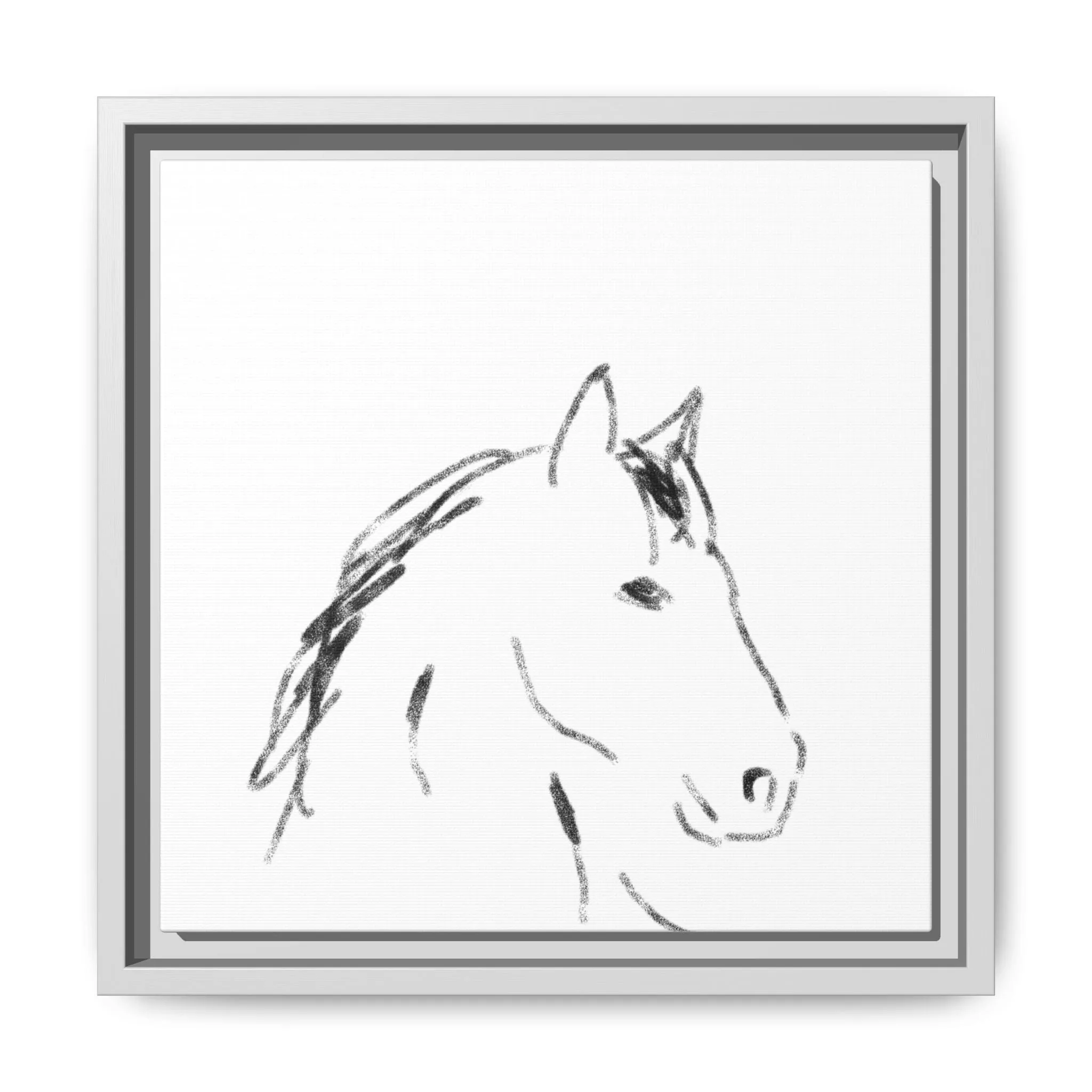 "Horse" - Artistic Framed Canvas - Modern Minimalist Line Art