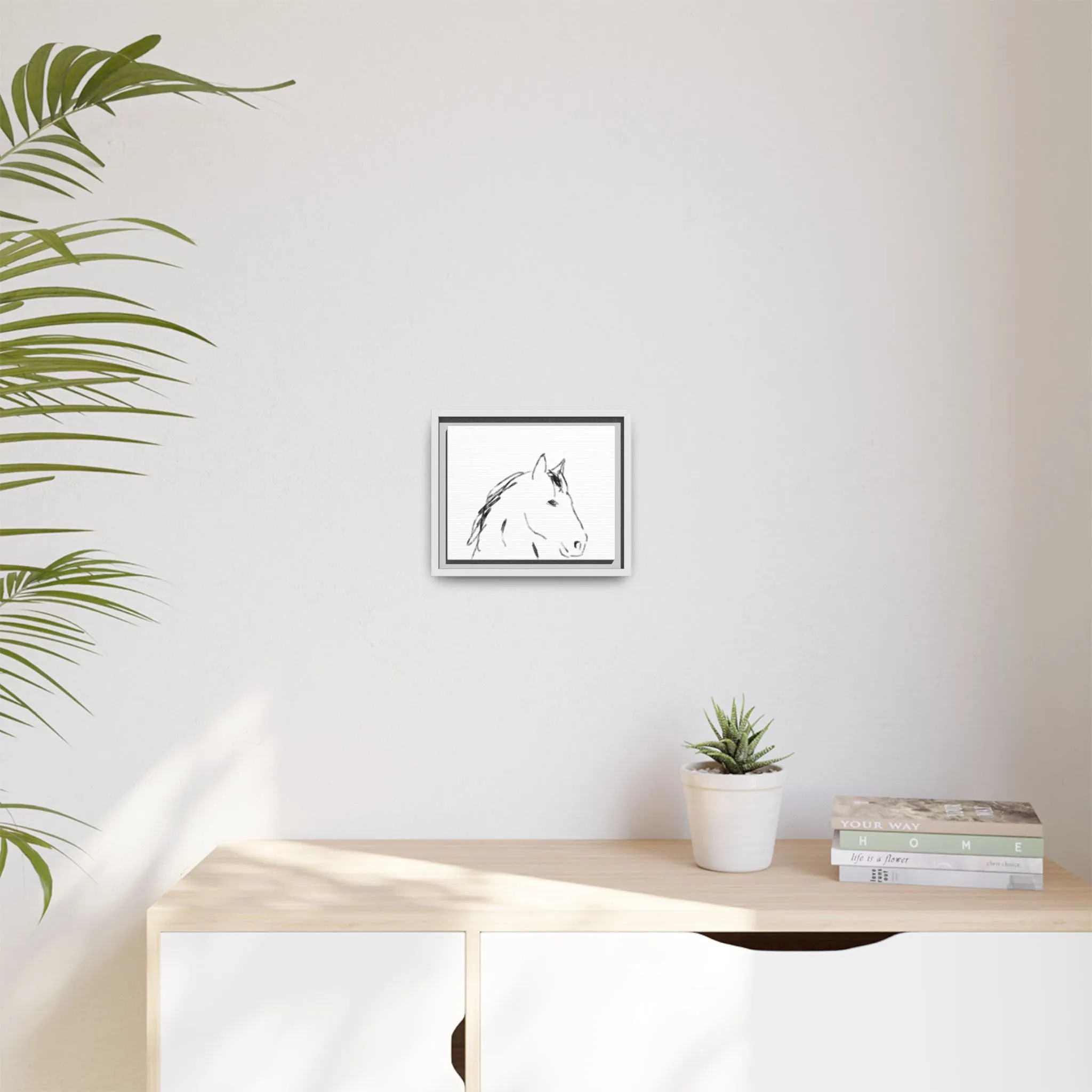 "Horse" - Artistic Framed Canvas - Modern Minimalist Line Art
