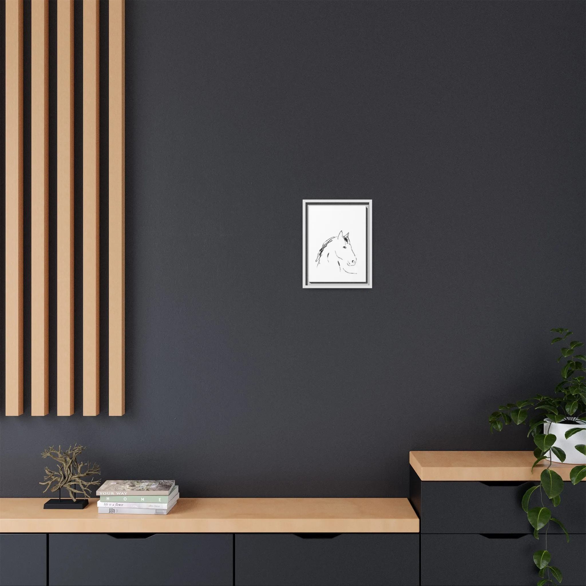 "Horse" - Artistic Framed Canvas - Modern Minimalist Line Art