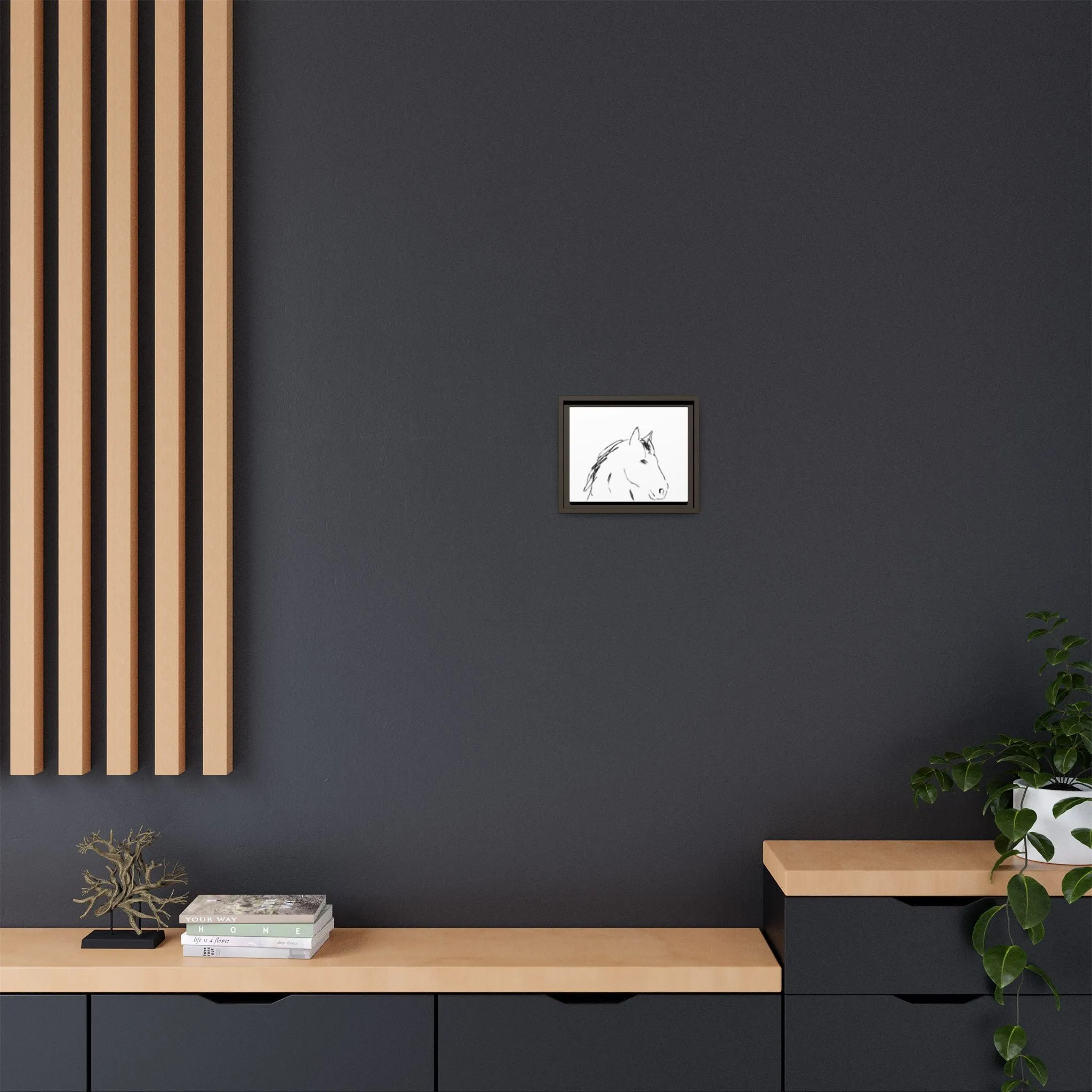 "Horse" - Artistic Framed Canvas - Modern Minimalist Line Art