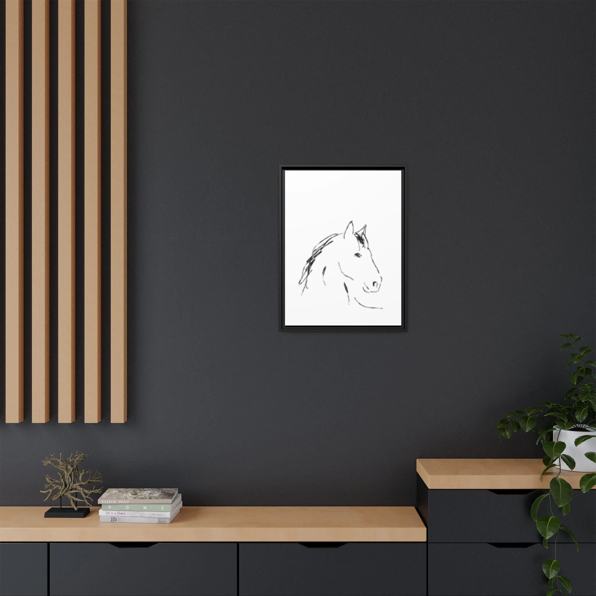 "Horse" - Artistic Framed Canvas - Modern Minimalist Line Art