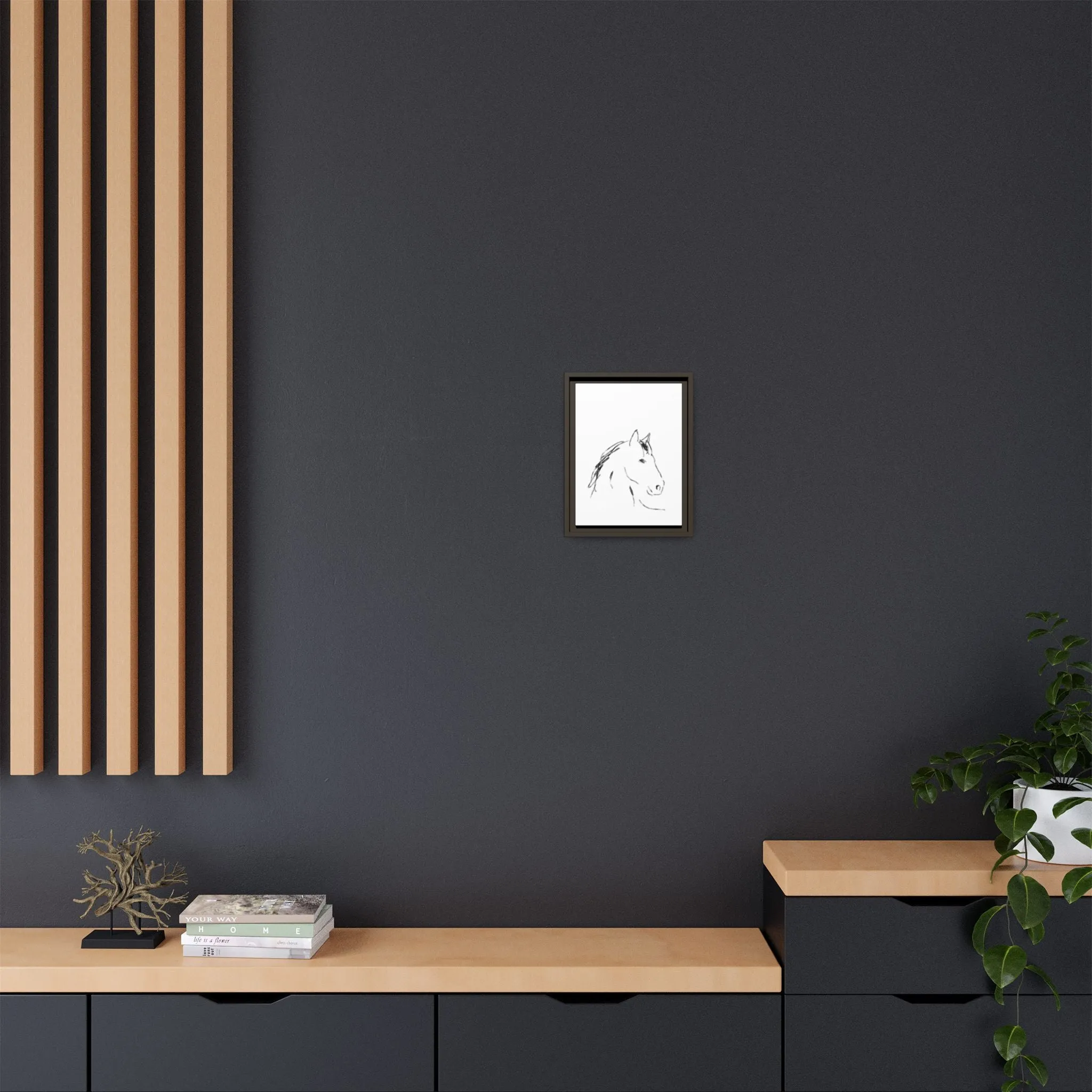 "Horse" - Artistic Framed Canvas - Modern Minimalist Line Art