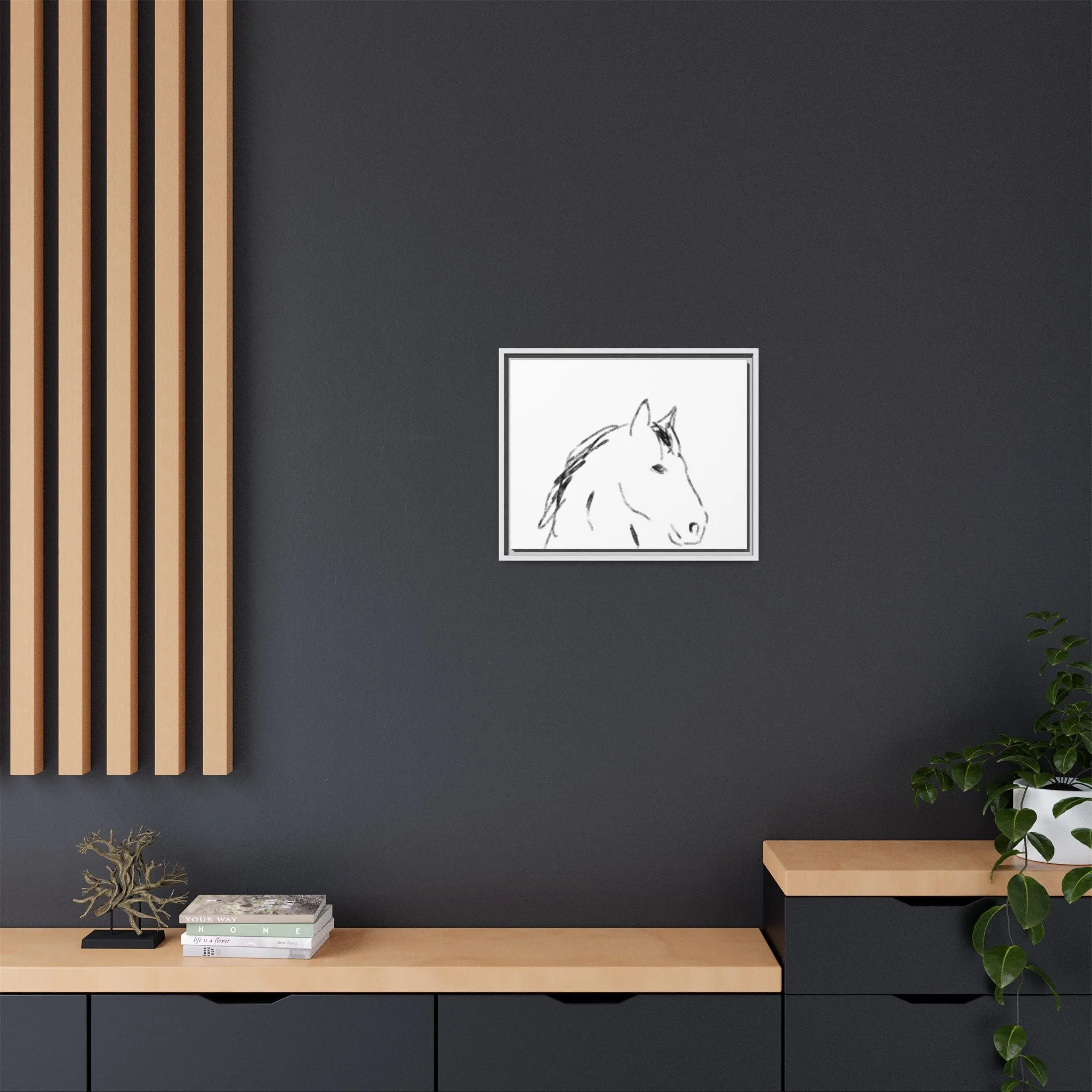 "Horse" - Artistic Framed Canvas - Modern Minimalist Line Art