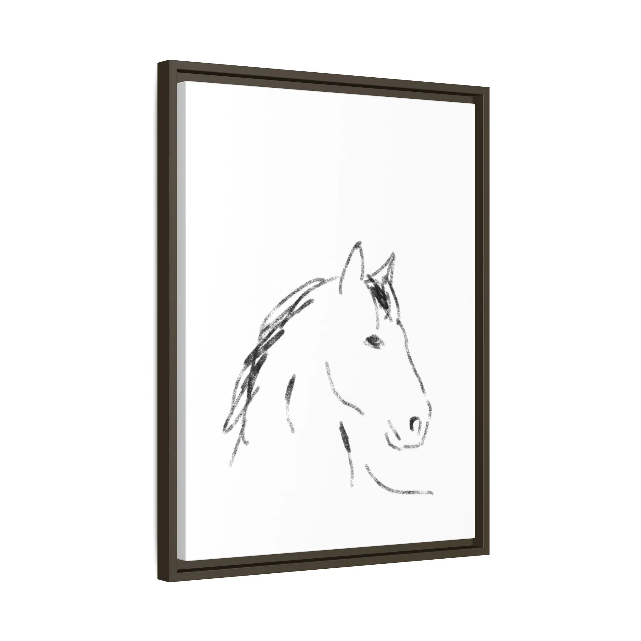 "Horse" - Artistic Framed Canvas - Modern Minimalist Line Art