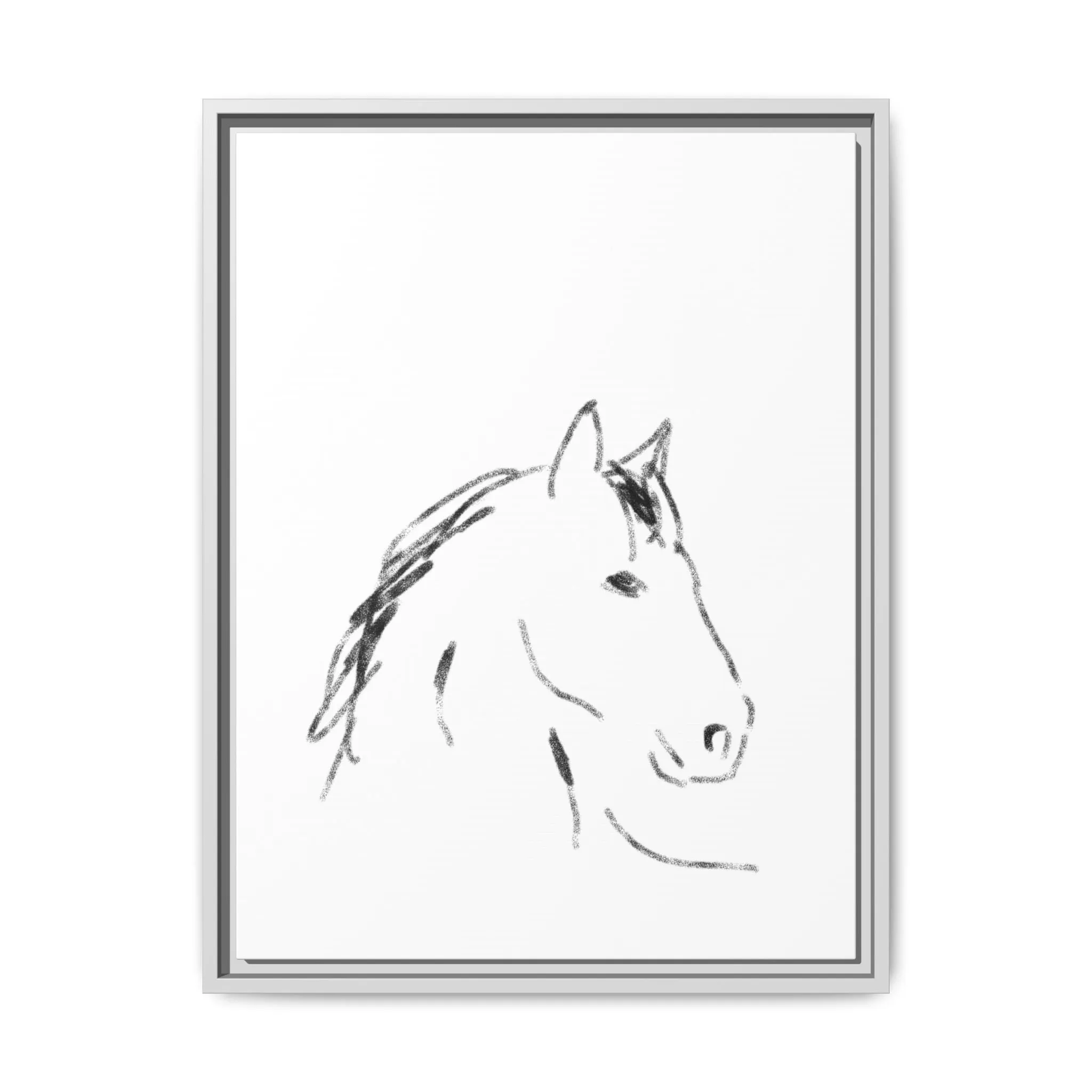 "Horse" - Artistic Framed Canvas - Modern Minimalist Line Art