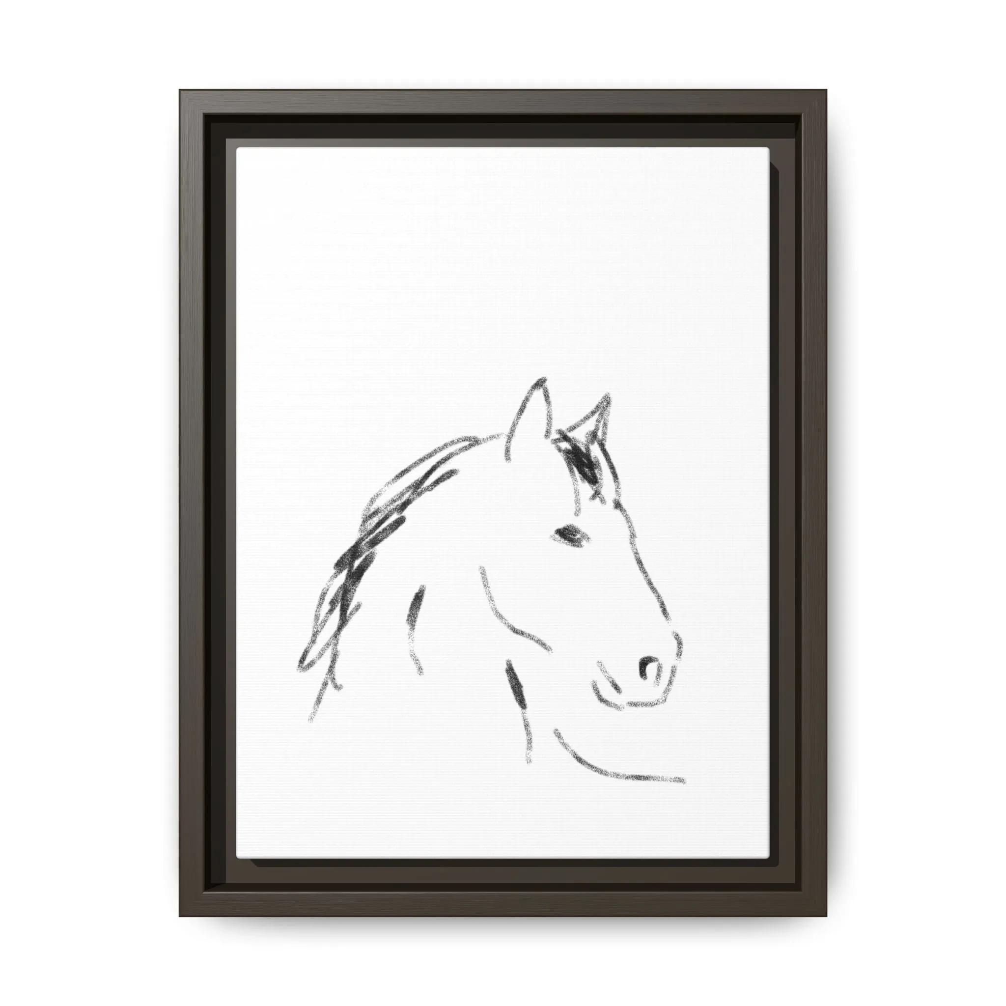 "Horse" - Artistic Framed Canvas - Modern Minimalist Line Art