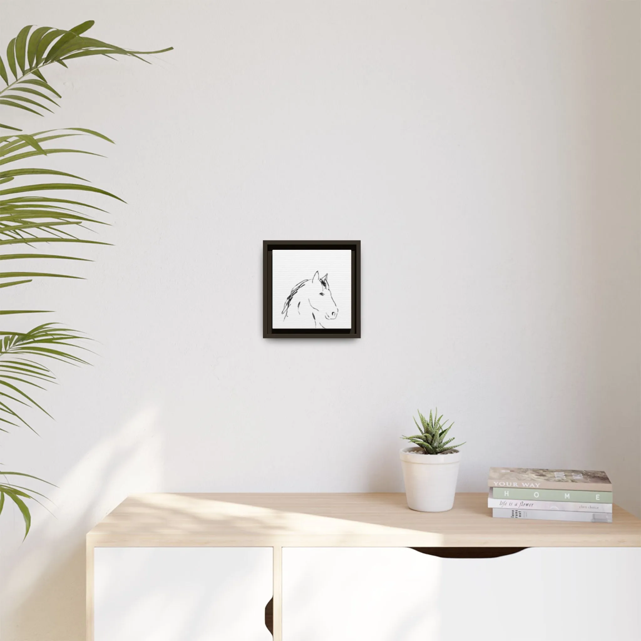 "Horse" - Artistic Framed Canvas - Modern Minimalist Line Art