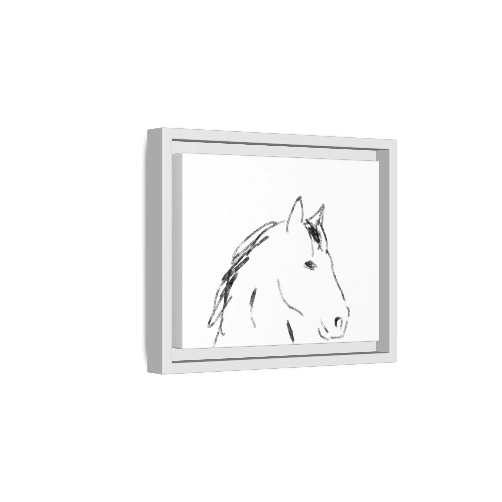 "Horse" - Artistic Framed Canvas - Modern Minimalist Line Art