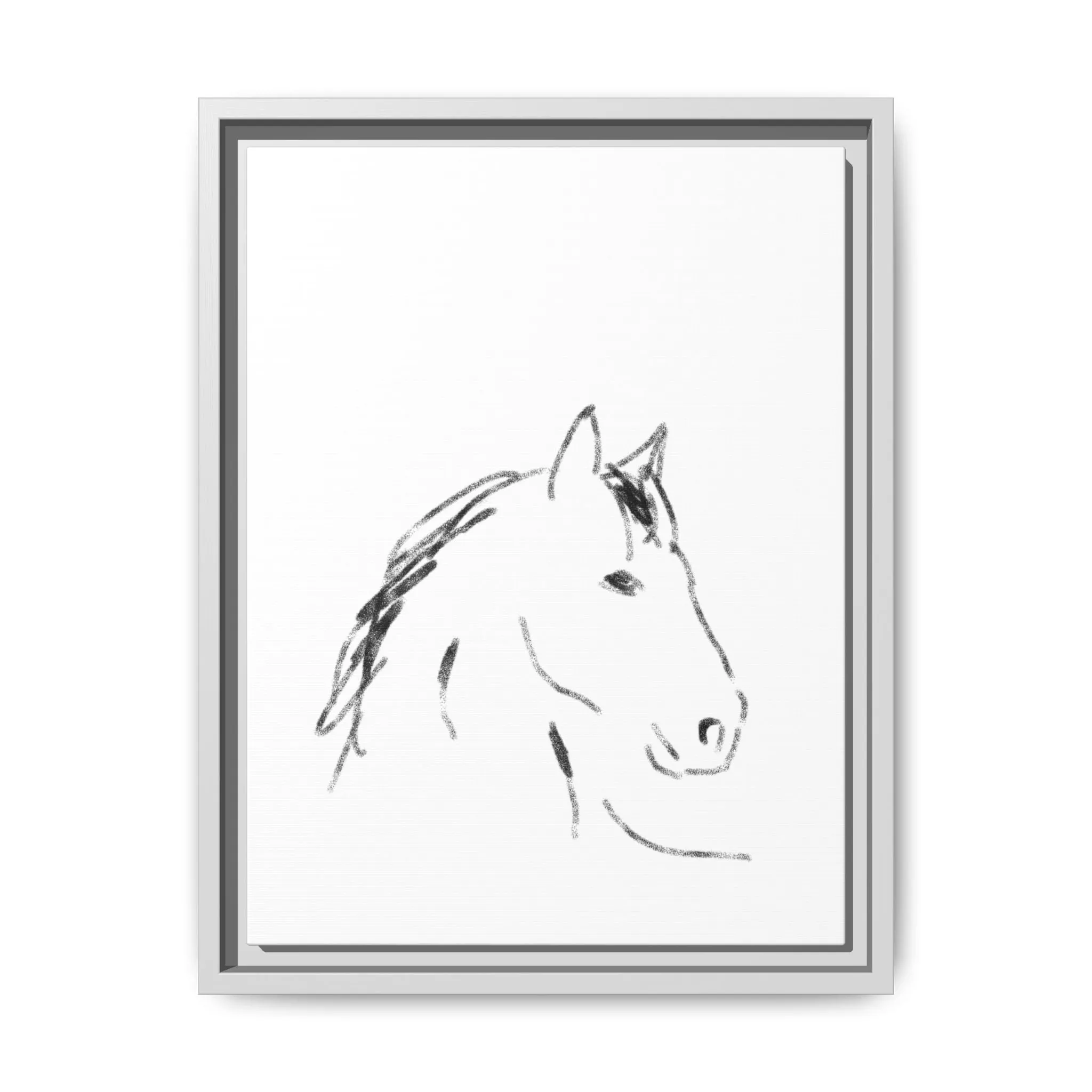 "Horse" - Artistic Framed Canvas - Modern Minimalist Line Art