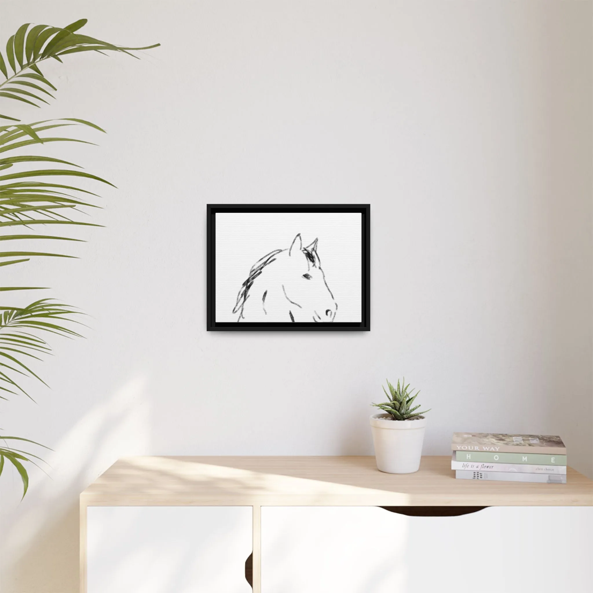 "Horse" - Artistic Framed Canvas - Modern Minimalist Line Art