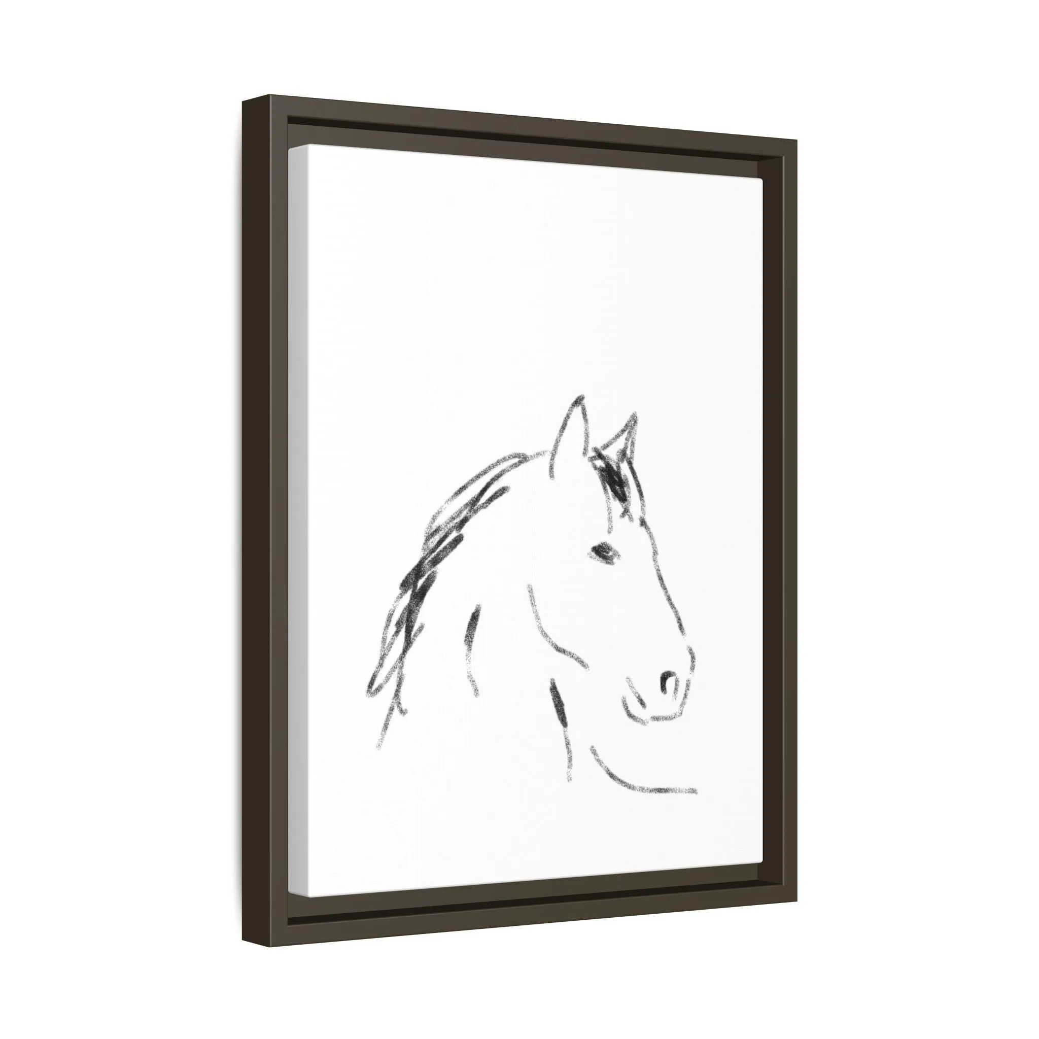 "Horse" - Artistic Framed Canvas - Modern Minimalist Line Art