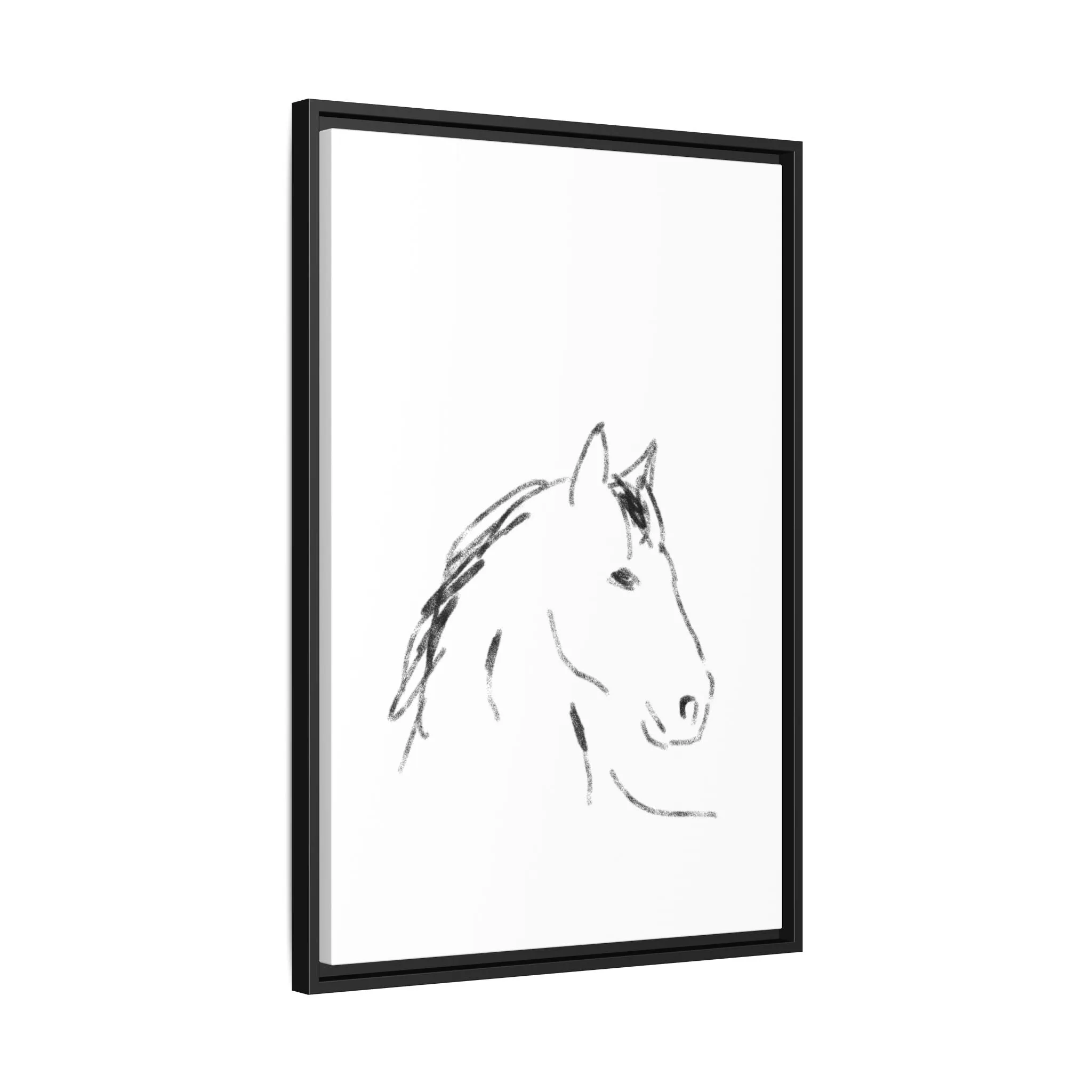 "Horse" - Artistic Framed Canvas - Modern Minimalist Line Art