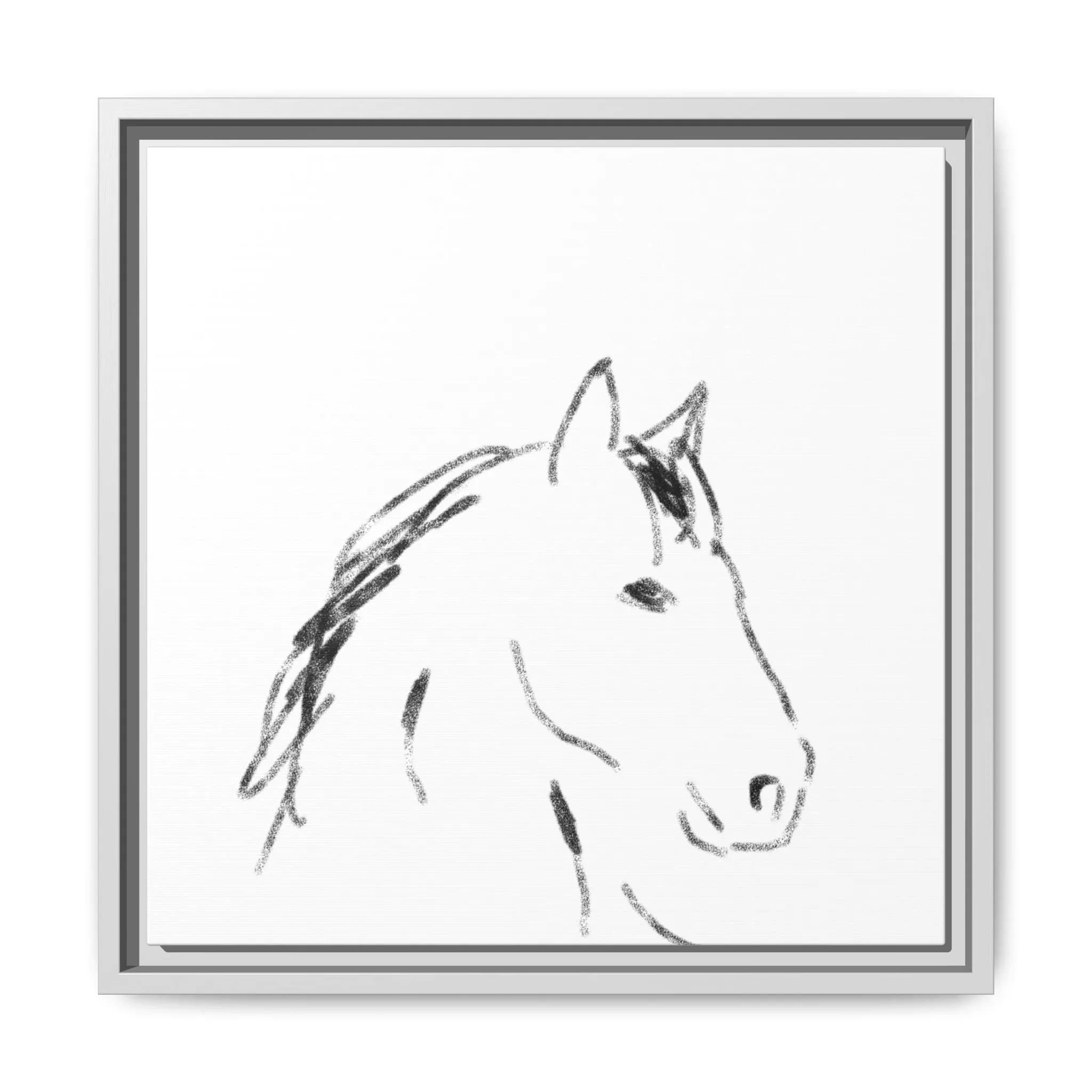 "Horse" - Artistic Framed Canvas - Modern Minimalist Line Art