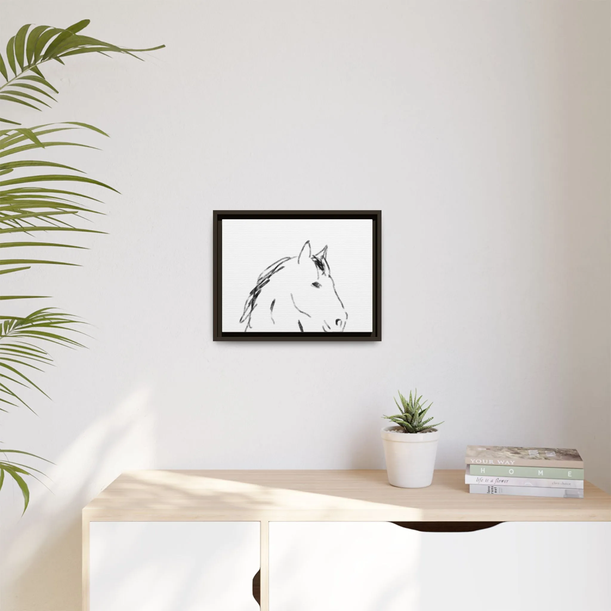 "Horse" - Artistic Framed Canvas - Modern Minimalist Line Art